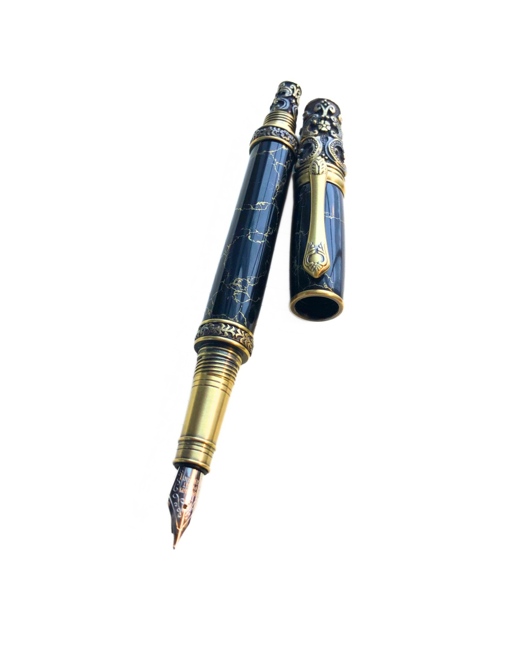 Handmade Black & Gold Marble Fountain Pen - Aspden & Co Limited Liability Company
