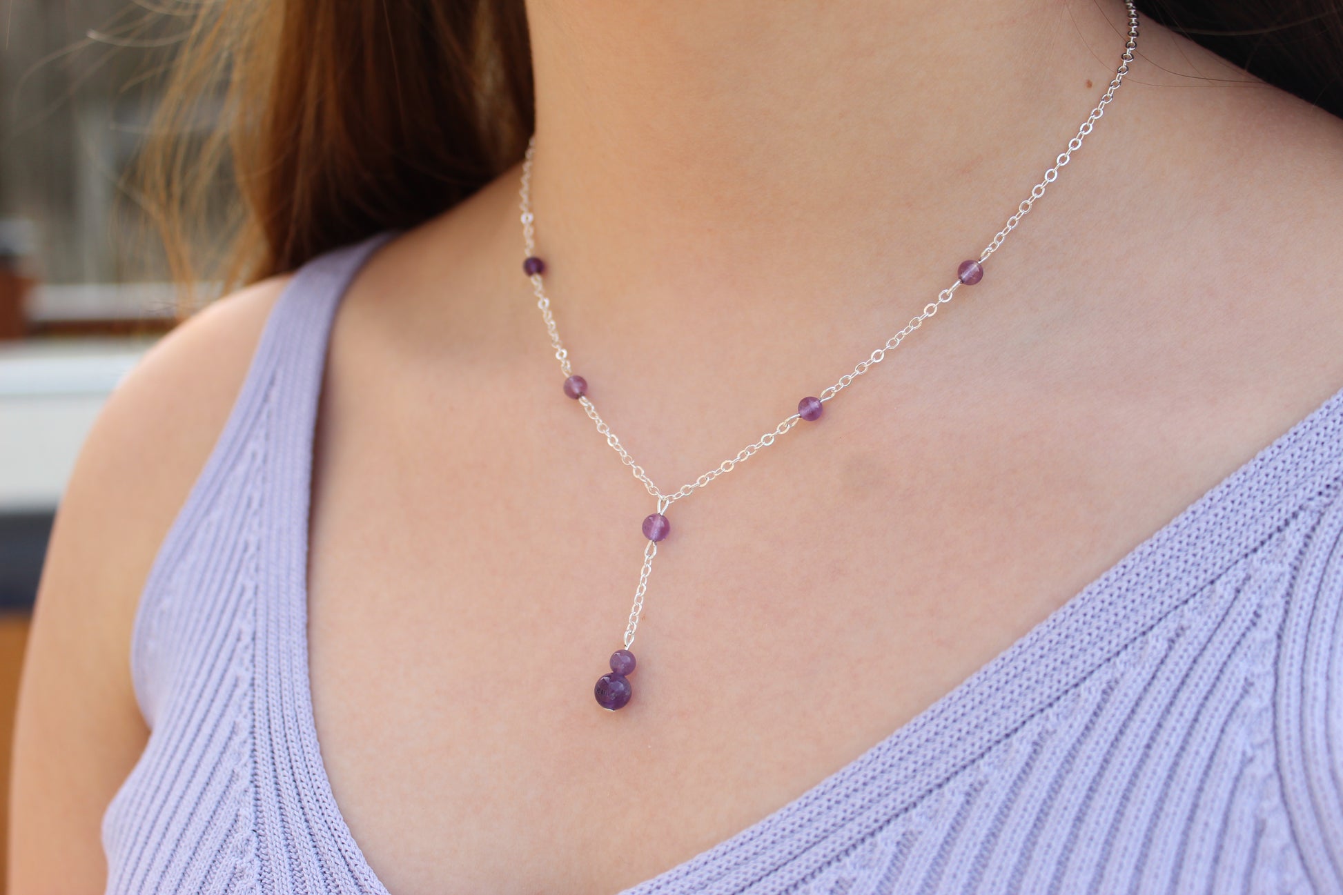 Silver Plated Y Drop Necklace - Aspden & Co Limited Liability Company