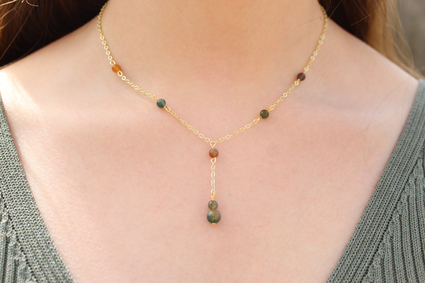 14k Gold Plated Y Drop Necklace - Aspden & Co Limited Liability Company