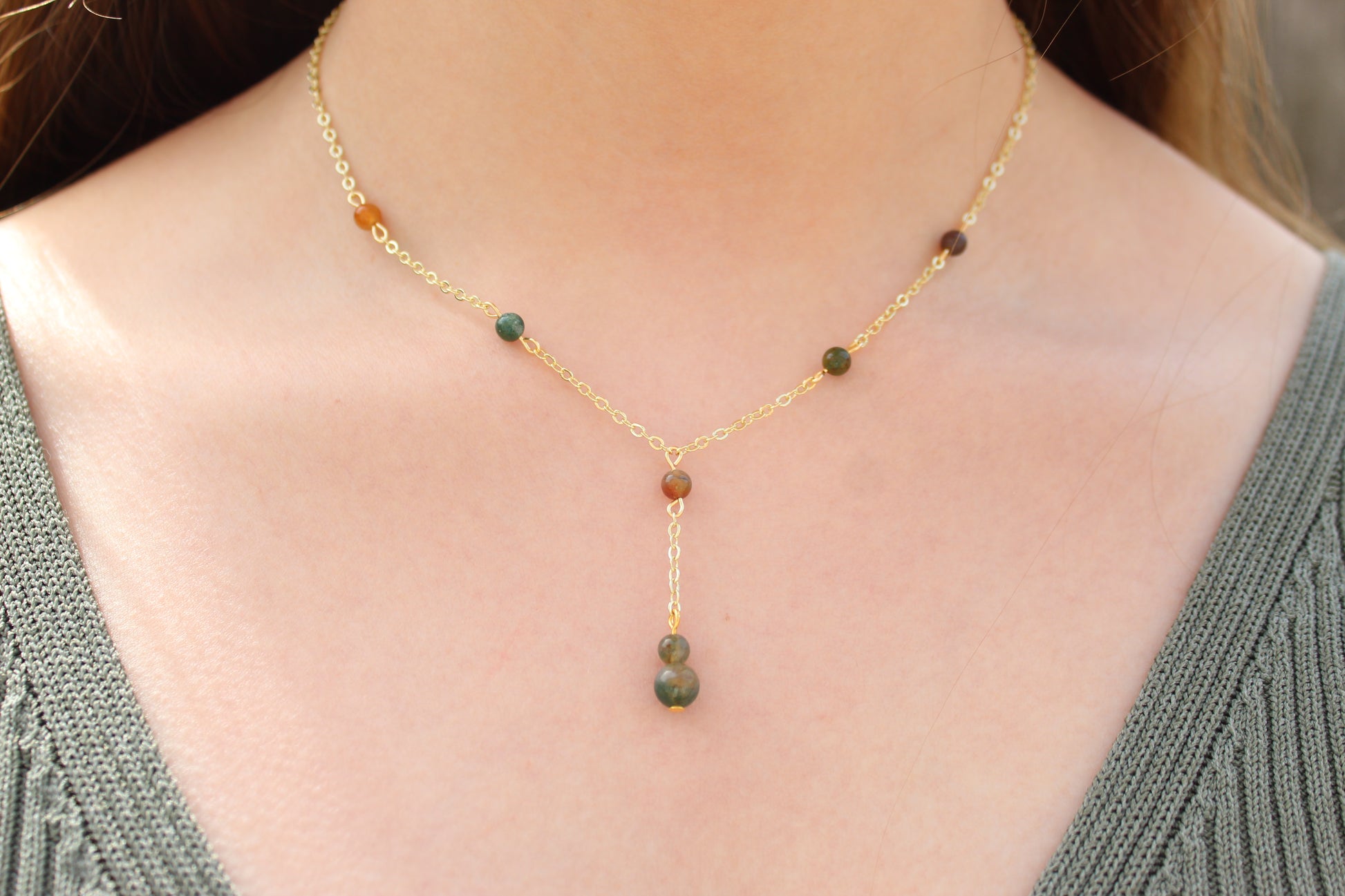 14k Gold Plated Y Drop Necklace - Aspden & Co Limited Liability Company