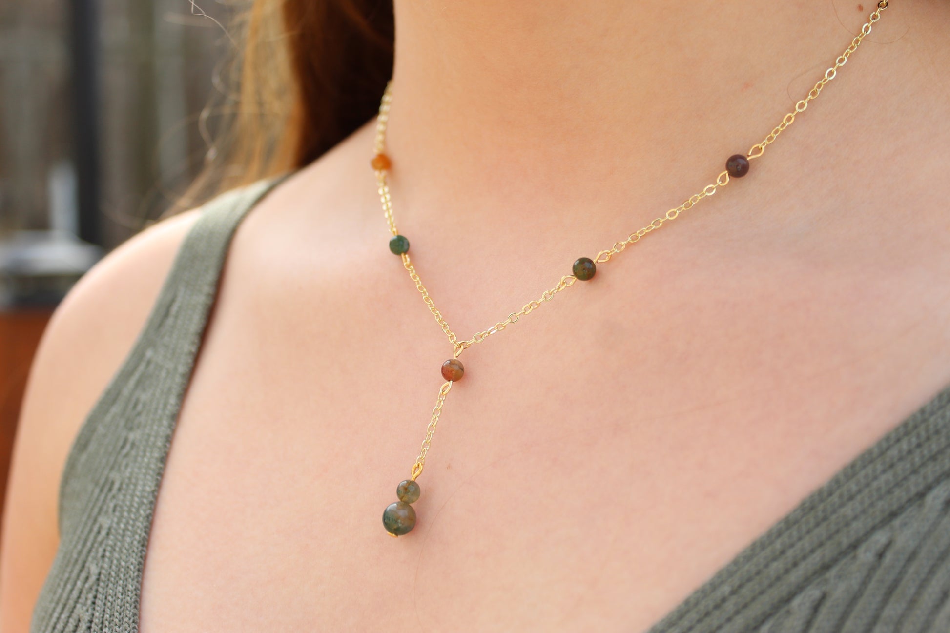 14k Gold Plated Y Drop Necklace - Aspden & Co Limited Liability Company