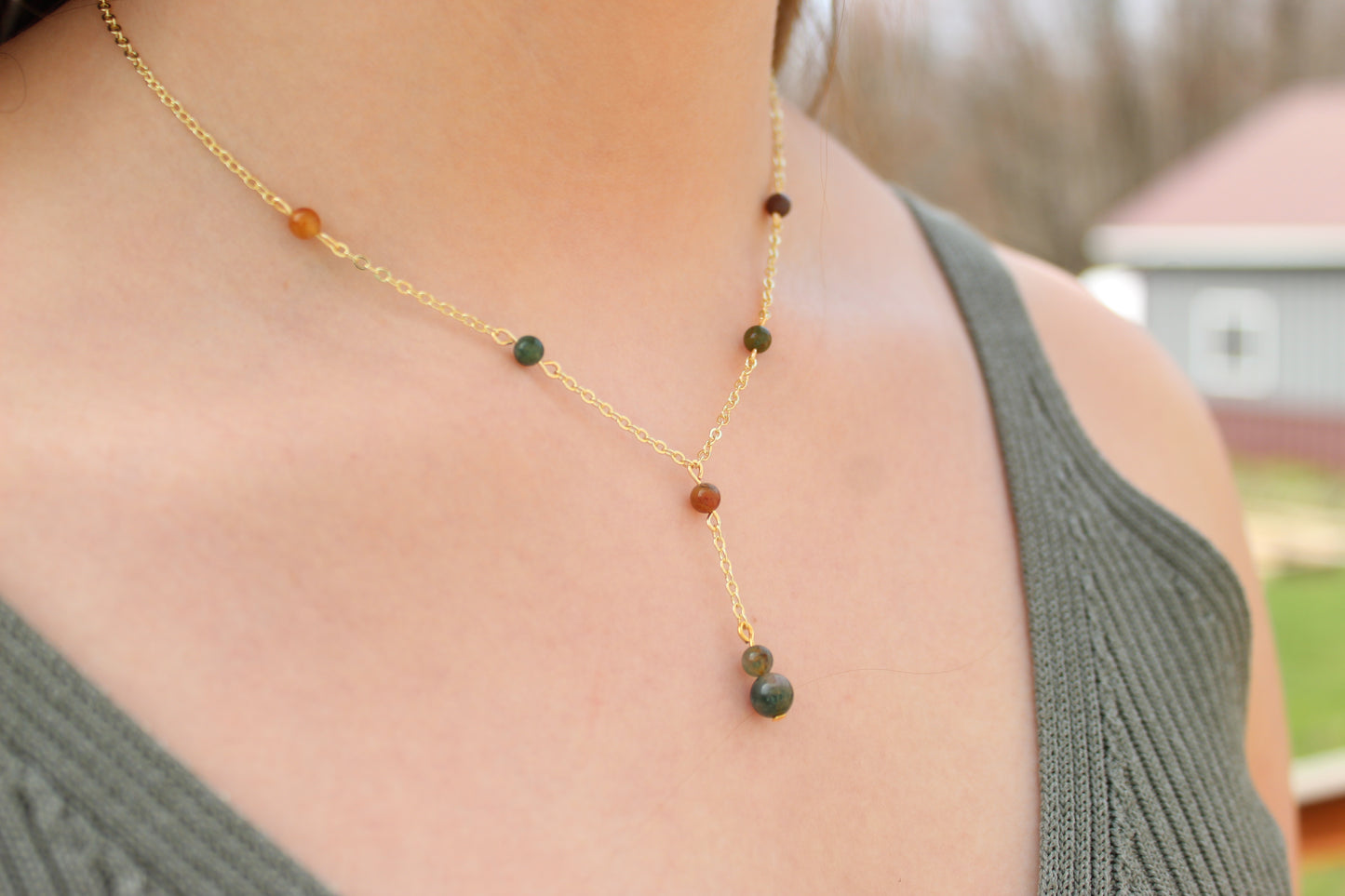 14k Gold Plated Y Drop Necklace - Aspden & Co Limited Liability Company