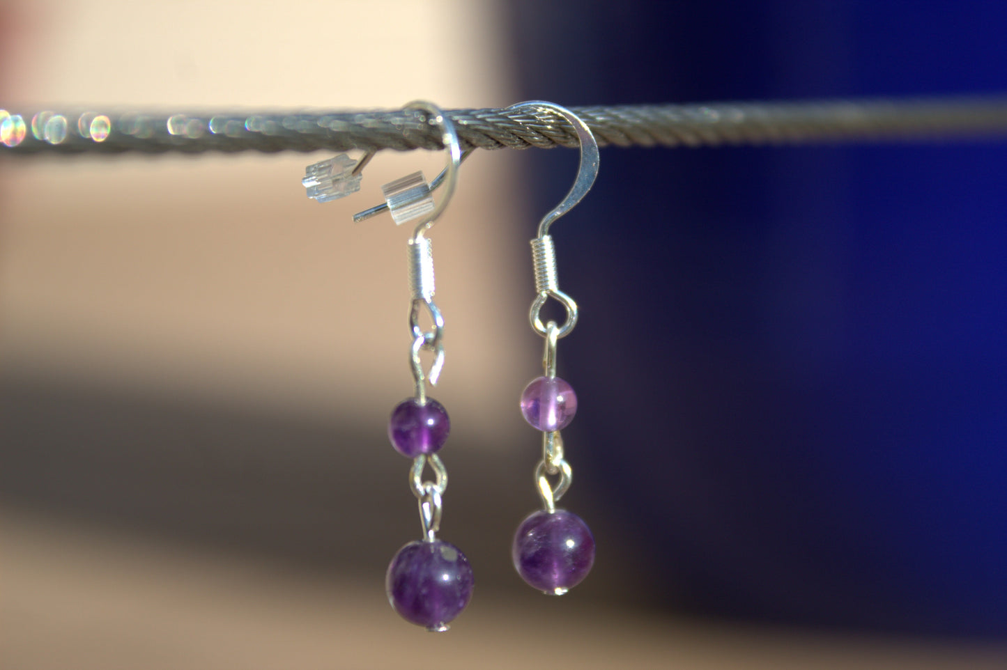 Silver Plated Amethyst Drop Earrings - Aspden & Co Limited Liability Company