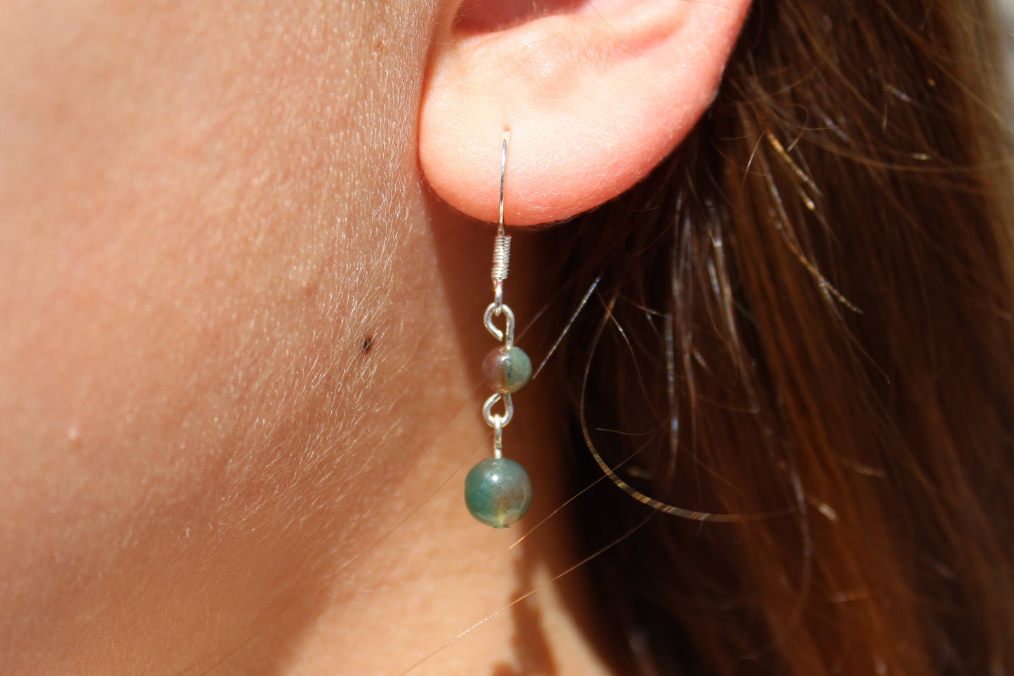 Silver Plated Indian Agate Drop Earrings - Aspden & Co Limited Liability Company