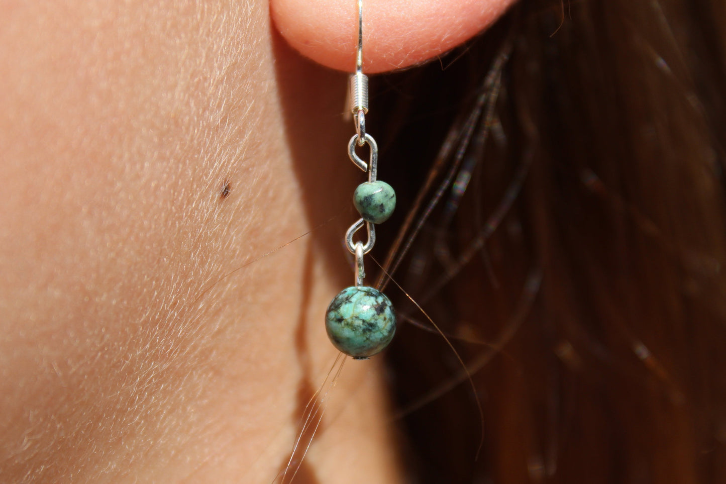 Silver Plated African Turquoise Drop Earrings - Aspden & Co Limited Liability Company