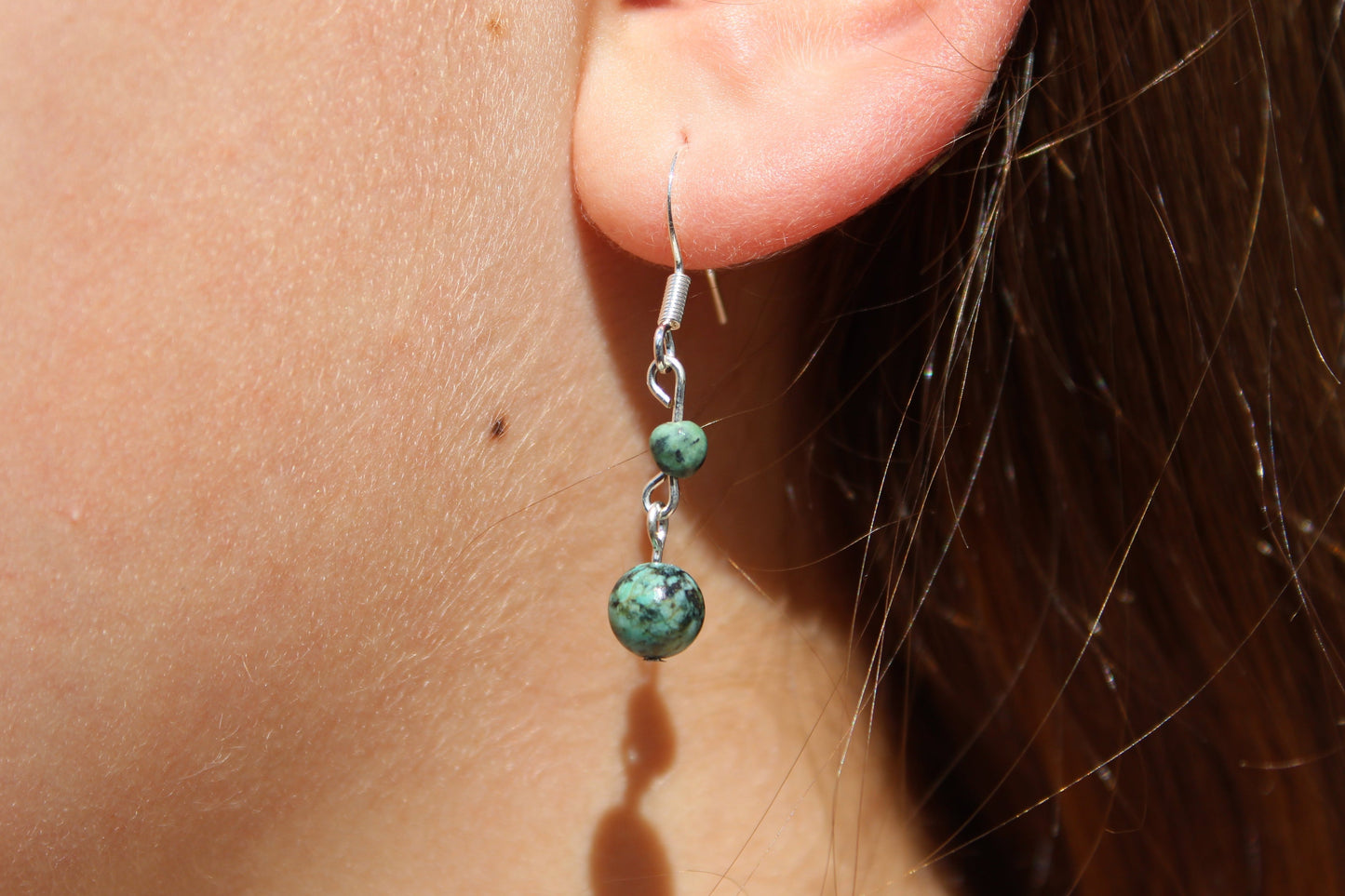 Silver Plated African Turquoise Drop Earrings - Aspden & Co Limited Liability Company