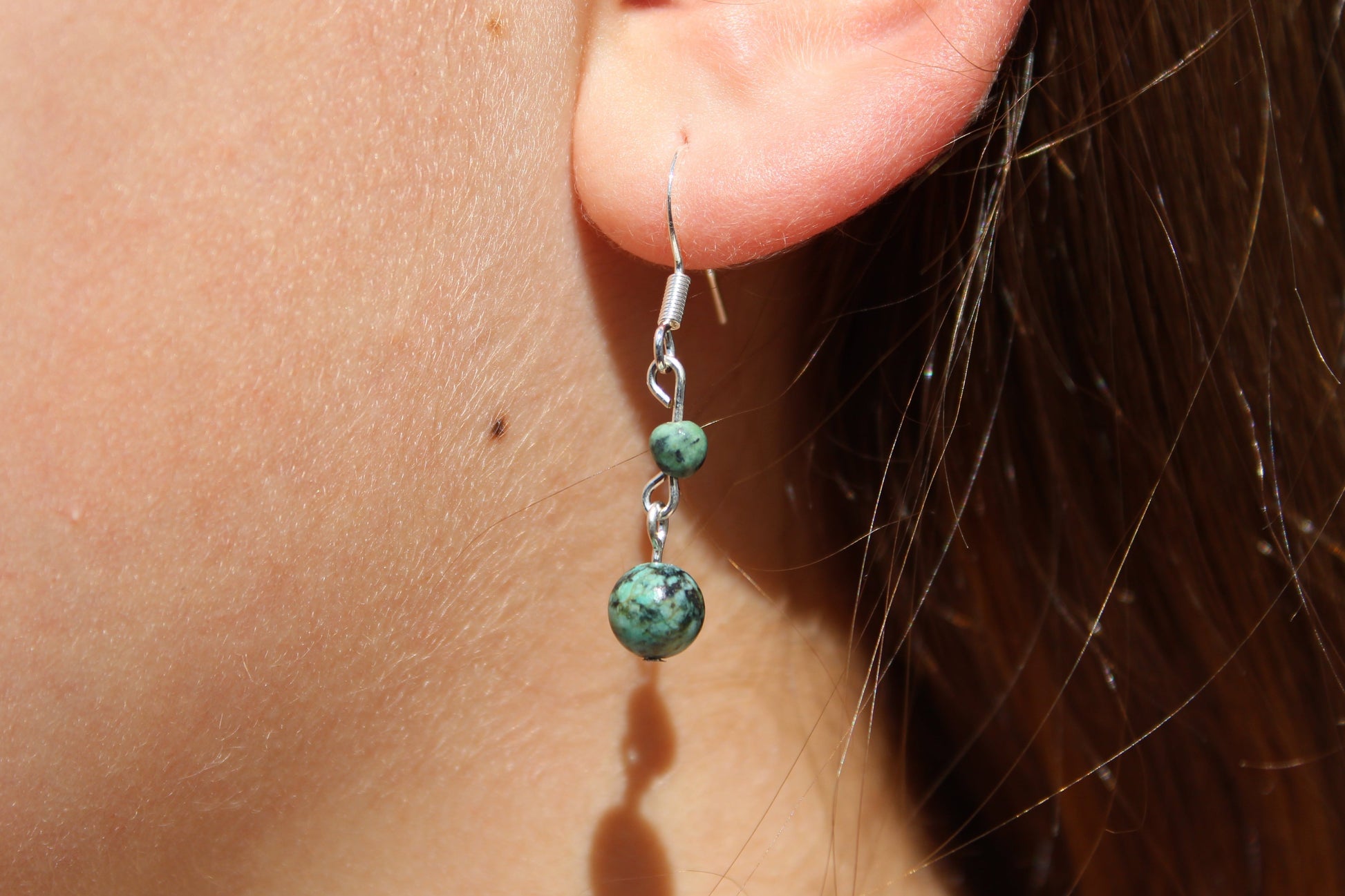 Silver Plated African Turquoise Drop Earrings - Aspden & Co Limited Liability Company