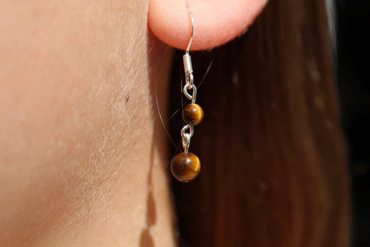 Silver Plated Tiger's Eye Drop Earrings - Aspden & Co Limited Liability Company