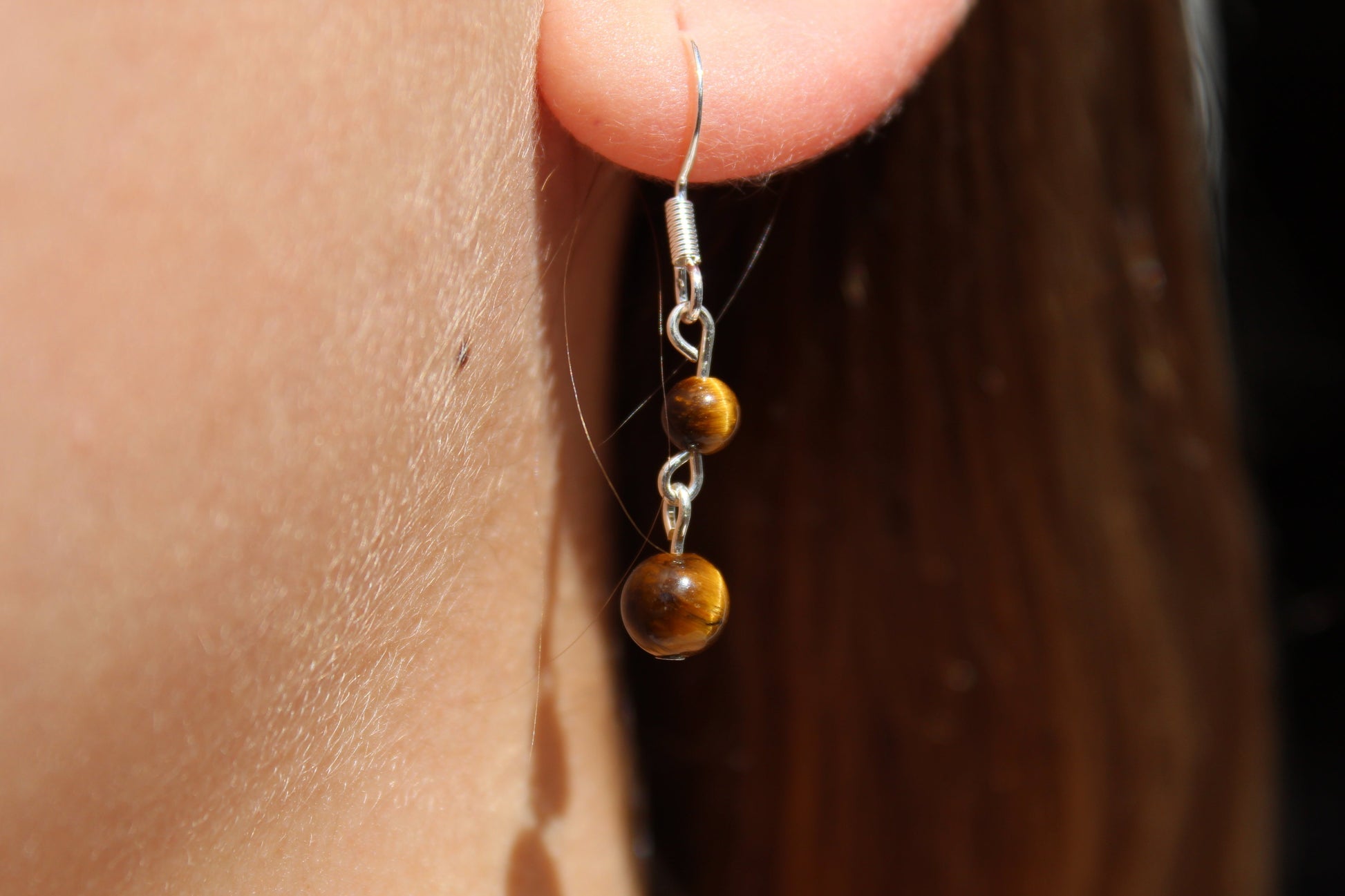 Silver Plated Tiger's Eye Drop Earrings - Aspden & Co Limited Liability Company