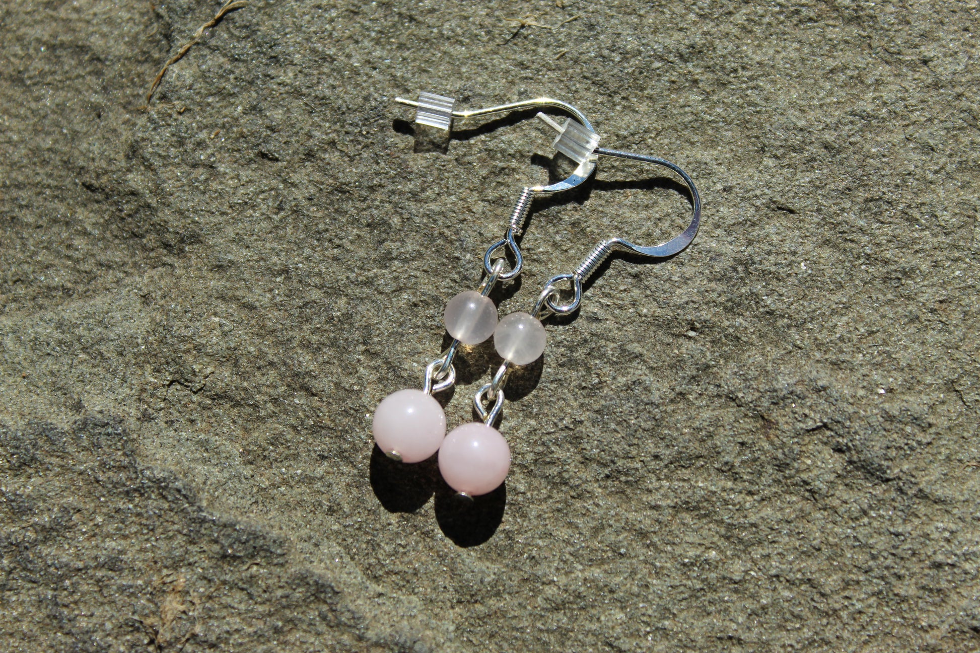 Silver Plated Rose Quartz Drop Earrings - Aspden & Co Limited Liability Company