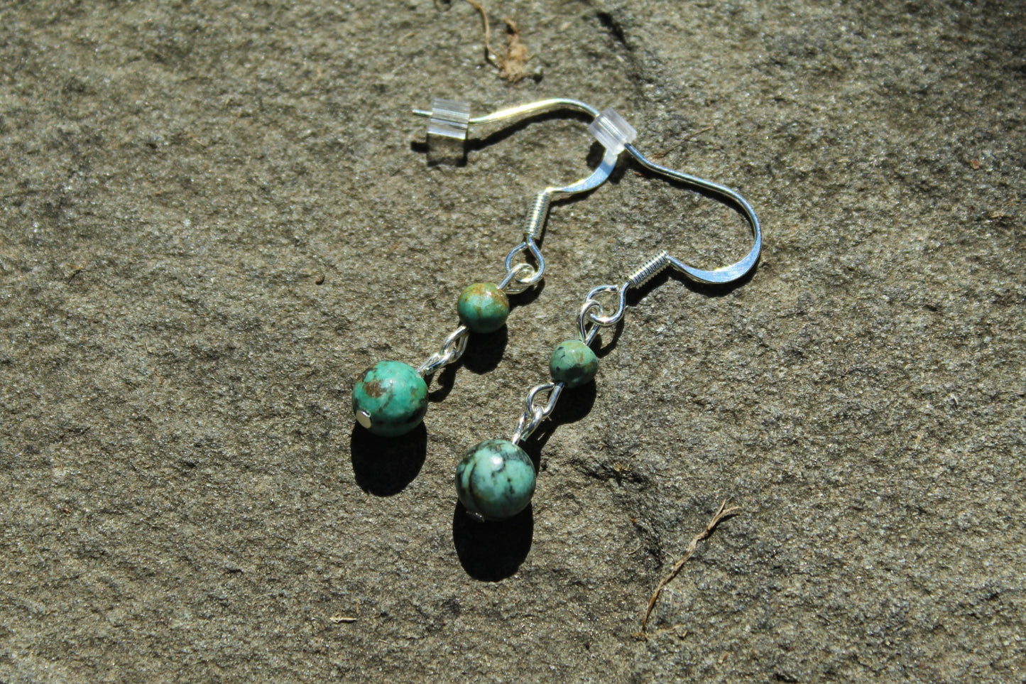 Silver Plated African Turquoise Drop Earrings - Aspden & Co Limited Liability Company
