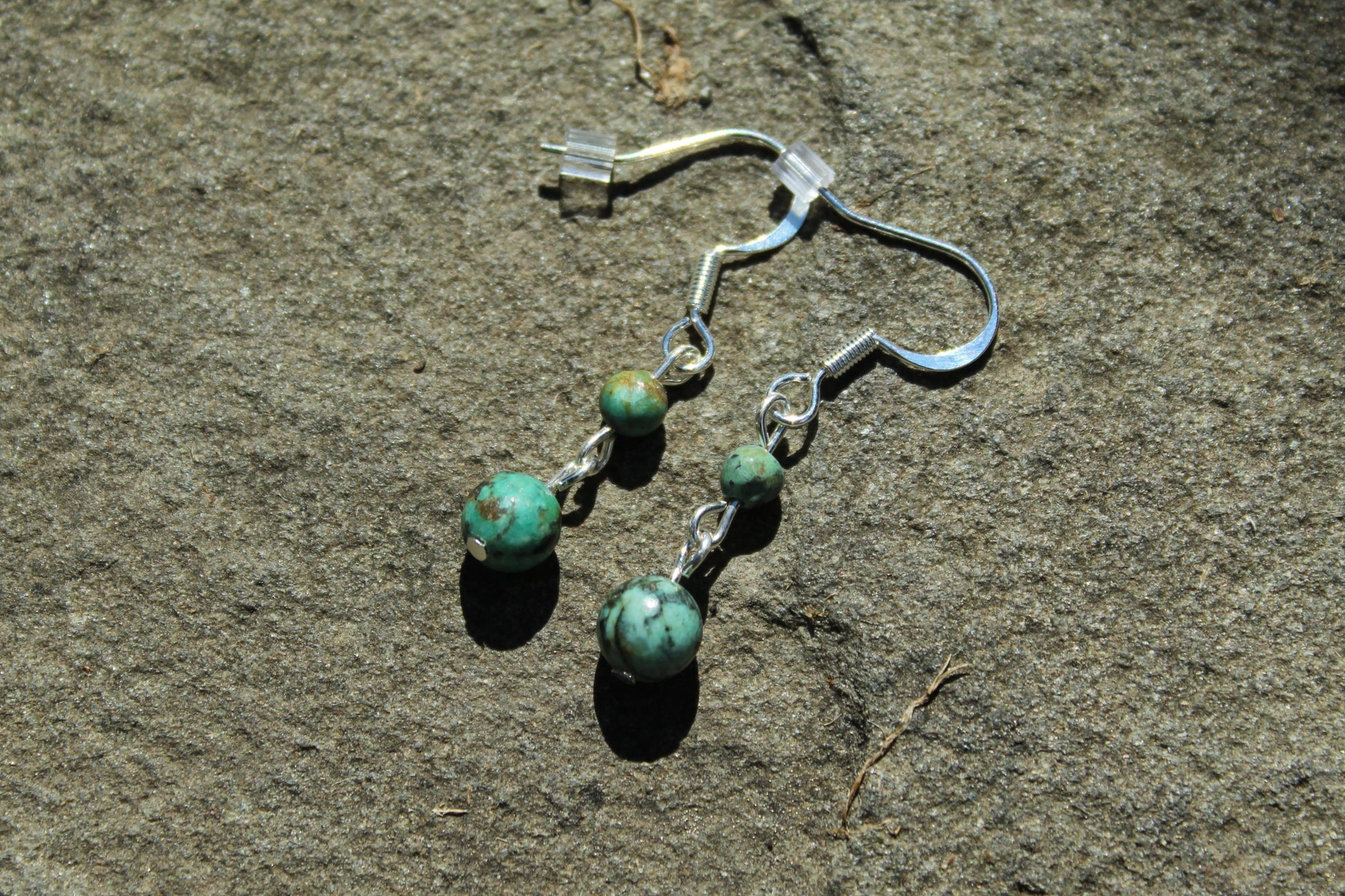Silver Plated African Turquoise Drop Earrings - Aspden & Co Limited Liability Company