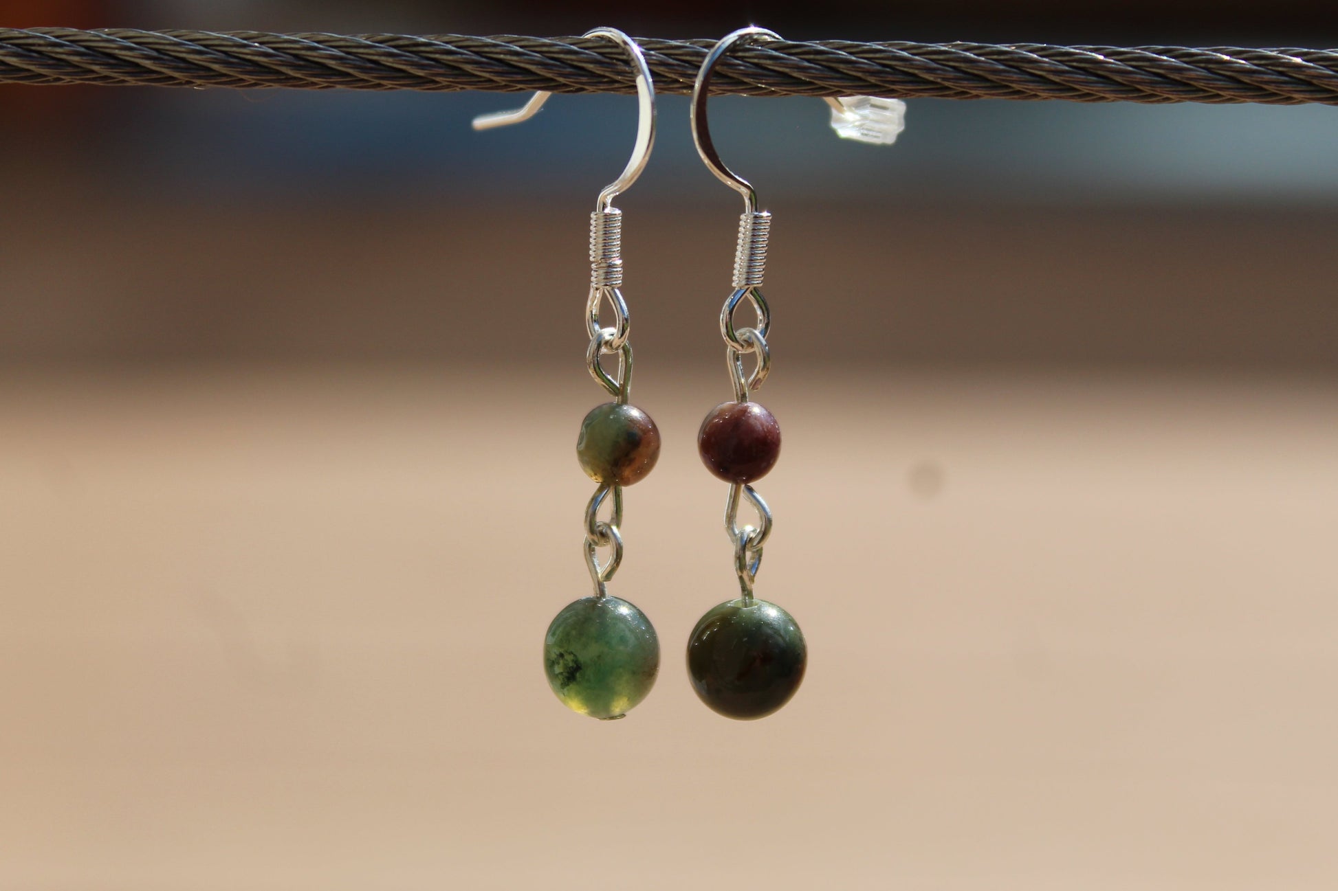 Silver Plated Indian Agate Drop Earrings - Aspden & Co Limited Liability Company