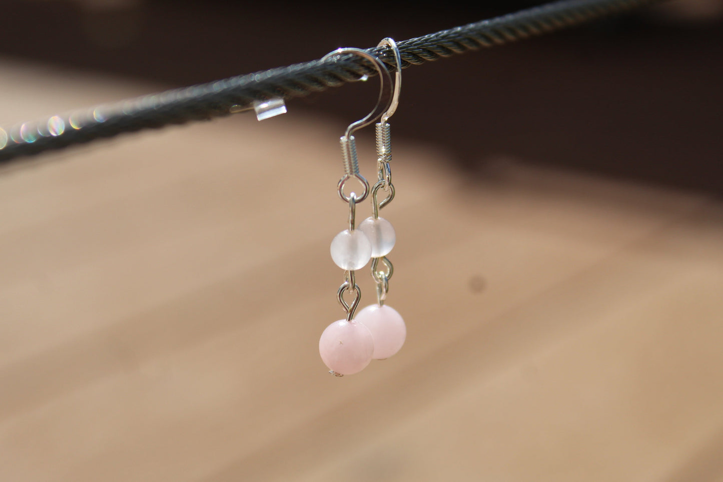 Silver Plated Rose Quartz Drop Earrings - Aspden & Co Limited Liability Company