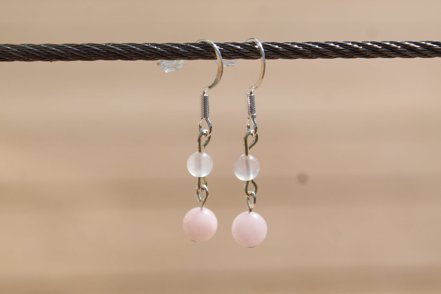 Silver Plated Rose Quartz Drop Earrings - Aspden & Co Limited Liability Company
