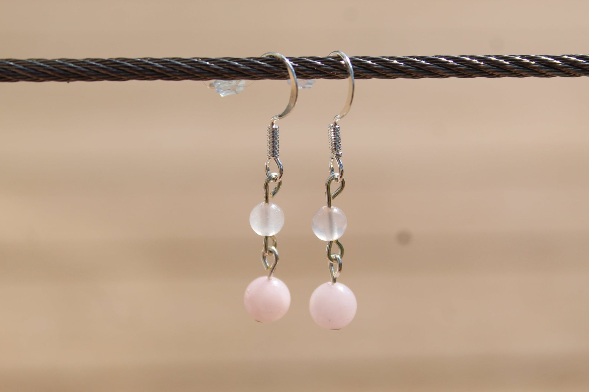 Silver Plated Rose Quartz Drop Earrings - Aspden & Co Limited Liability Company