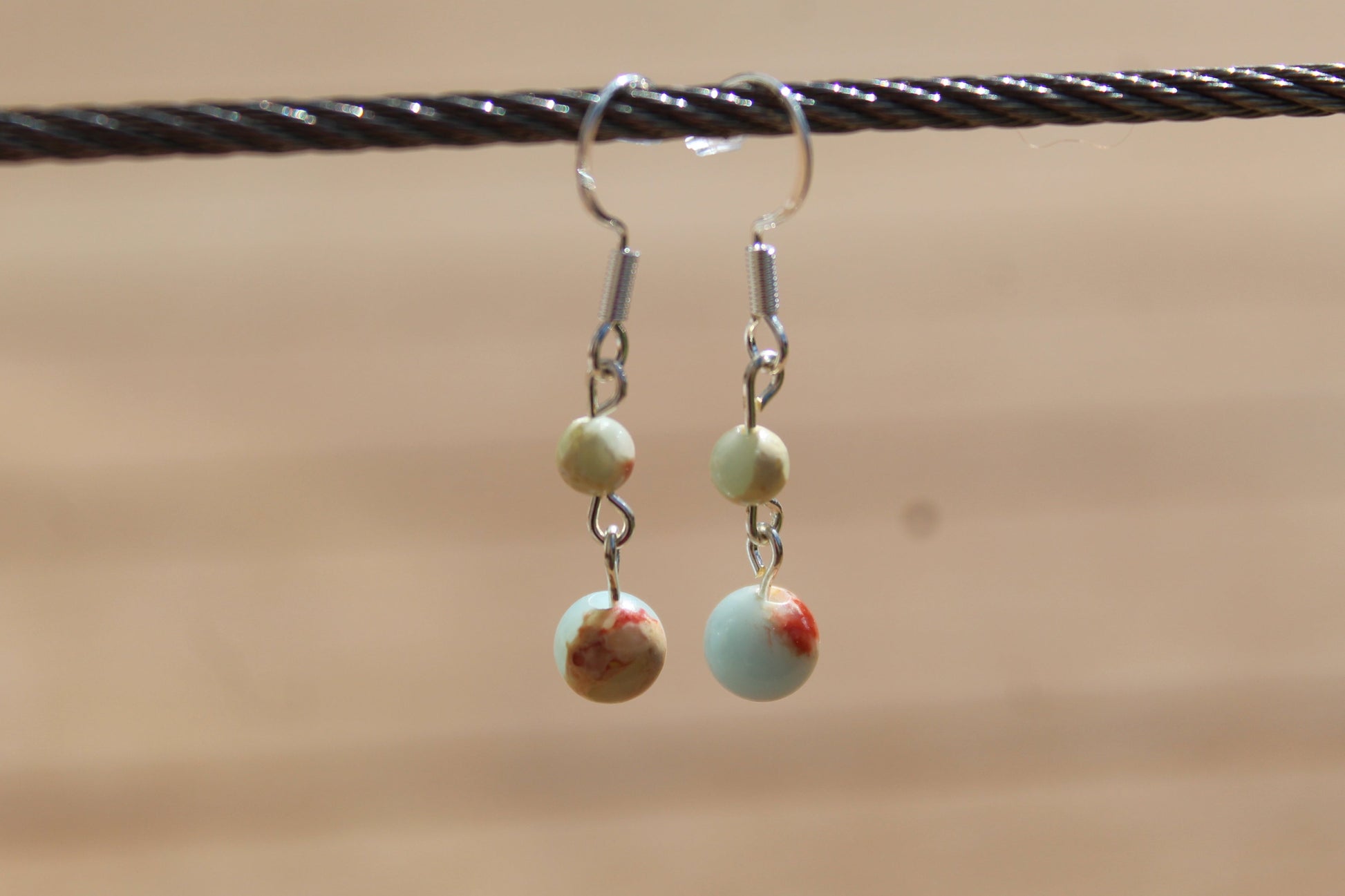 Silver Plated Impression Jasper Drop Earrings - Aspden & Co Limited Liability Company