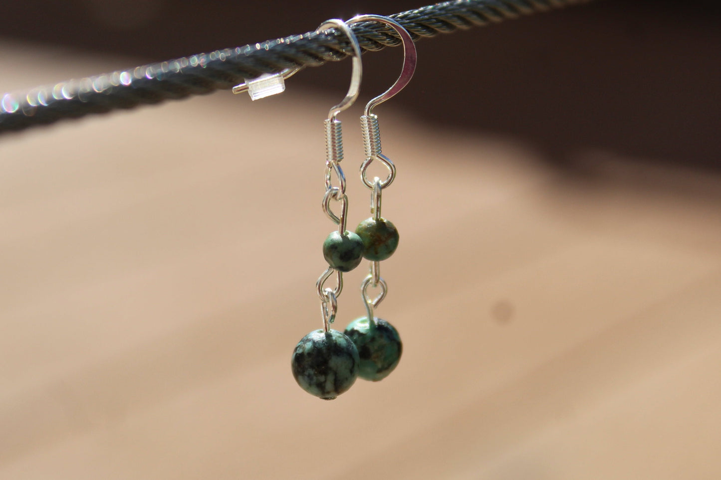 Silver Plated African Turquoise Drop Earrings - Aspden & Co Limited Liability Company