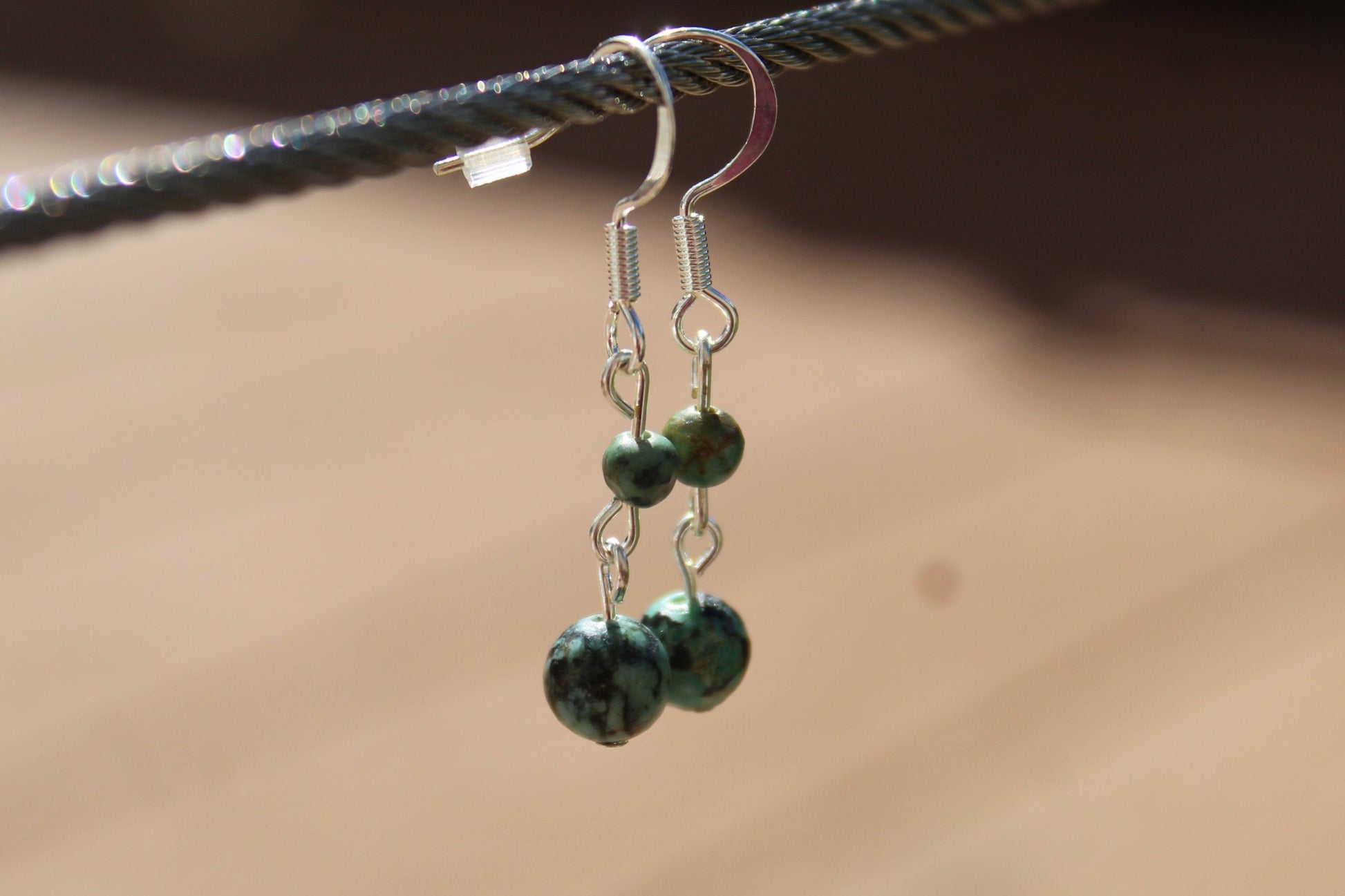 Silver Plated African Turquoise Drop Earrings - Aspden & Co Limited Liability Company