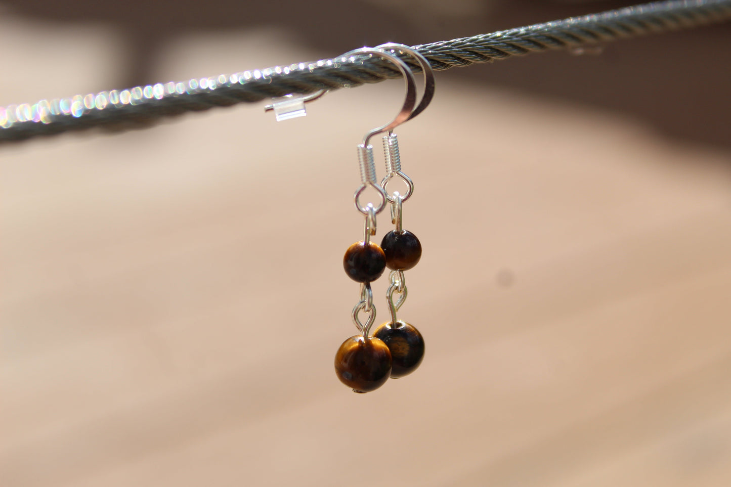 Silver Plated Tiger's Eye Drop Earrings - Aspden & Co Limited Liability Company