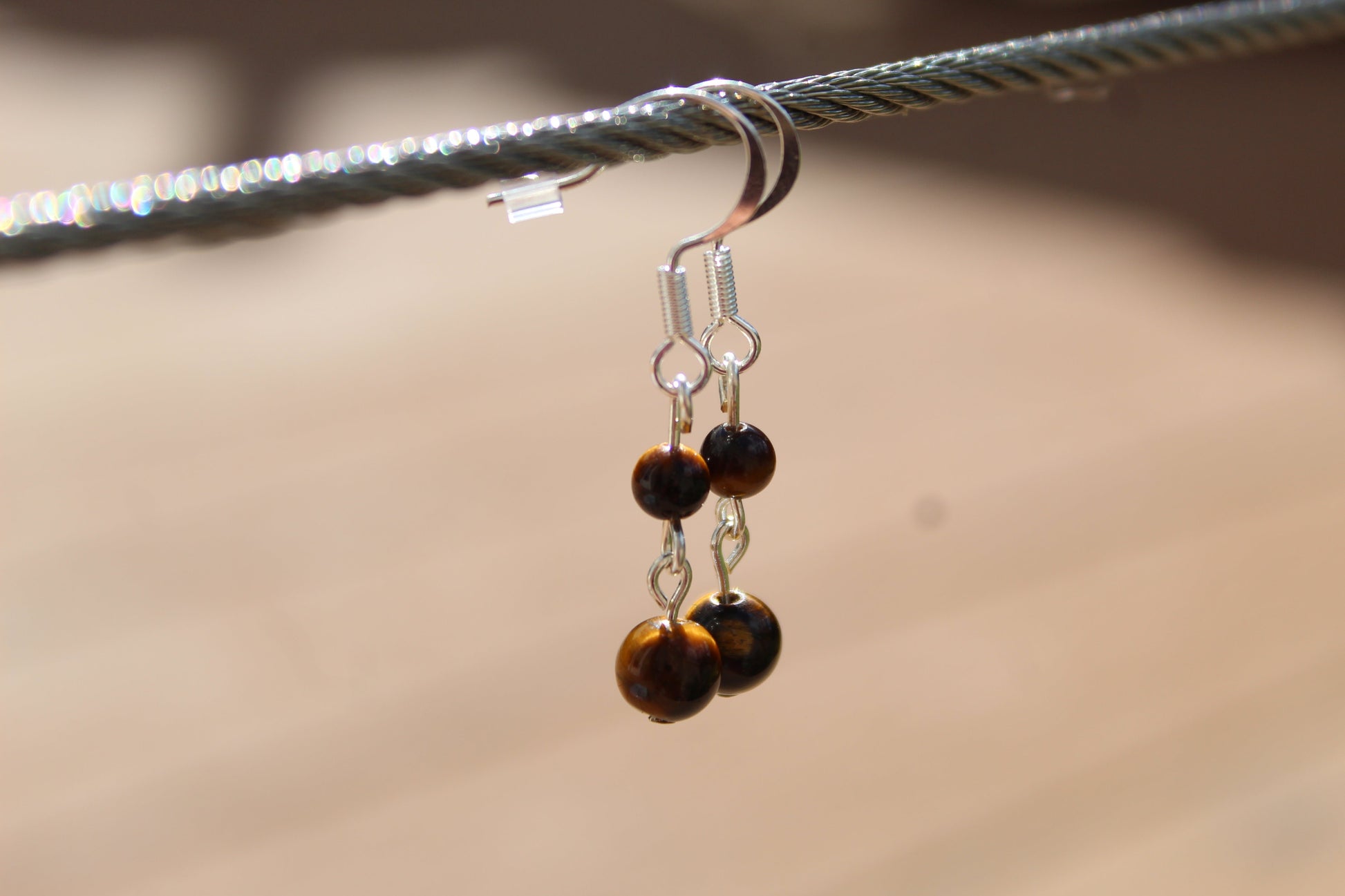 Silver Plated Tiger's Eye Drop Earrings - Aspden & Co Limited Liability Company