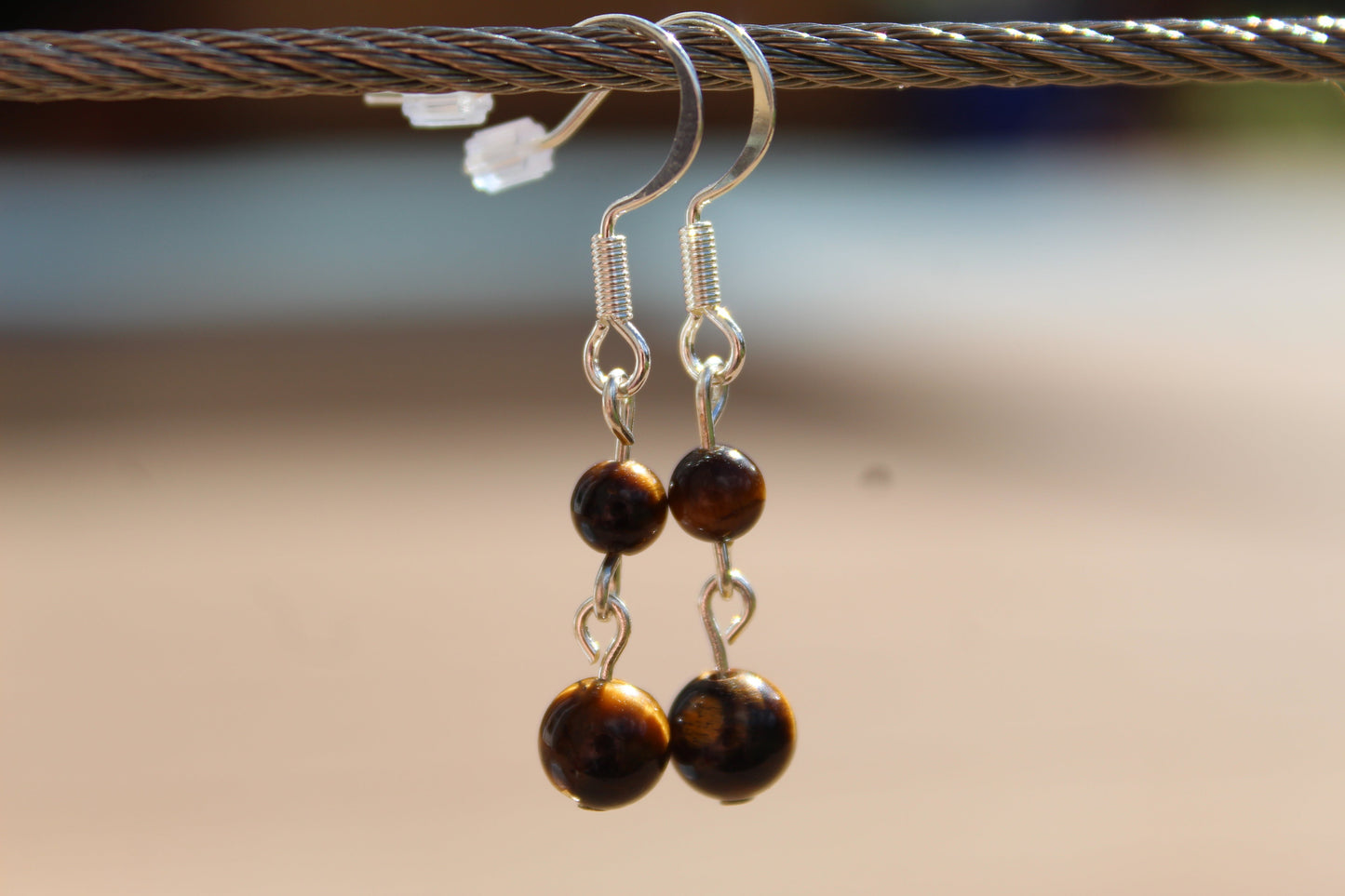 Silver Plated Tiger's Eye Drop Earrings - Aspden & Co Limited Liability Company