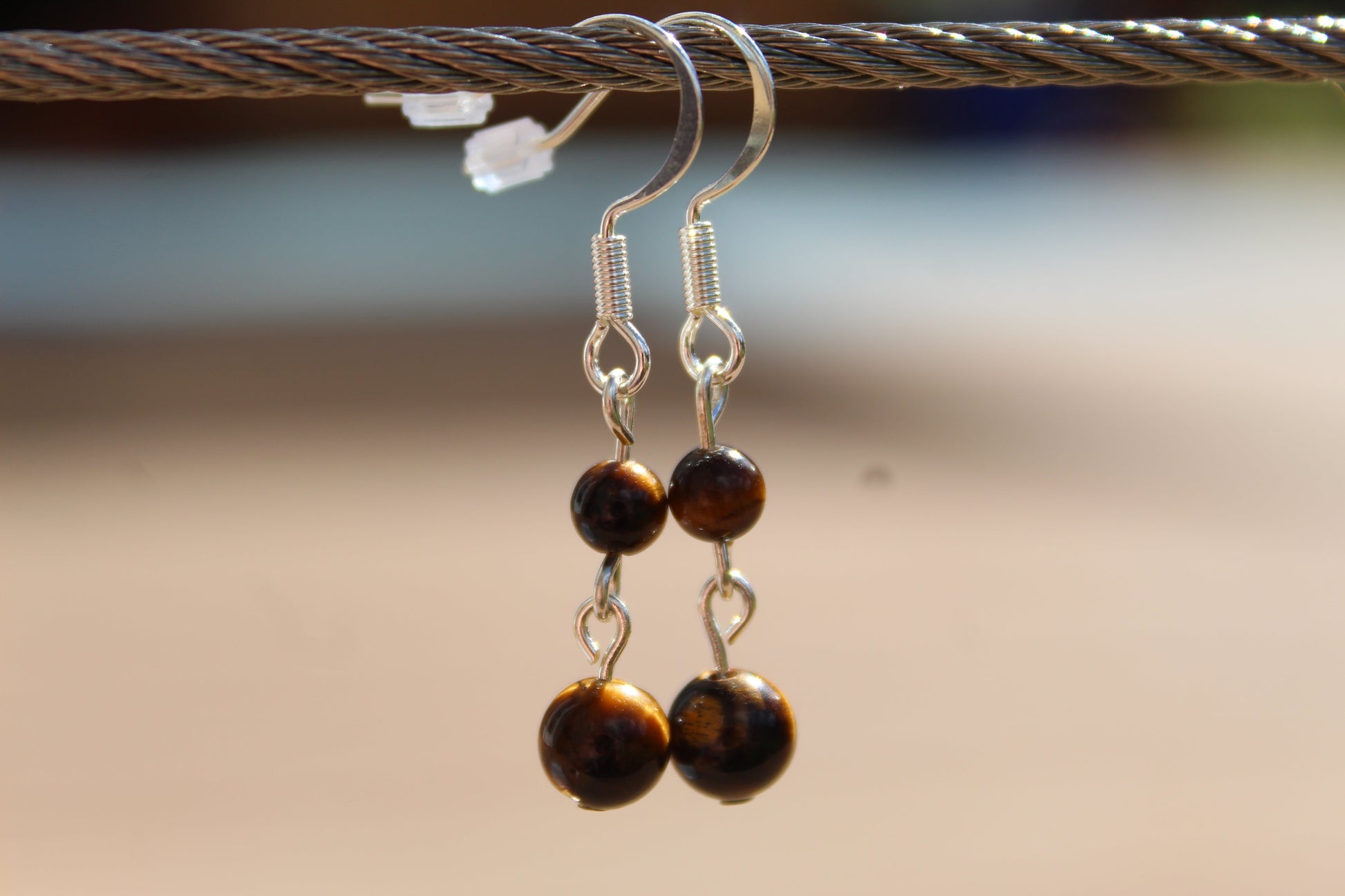 Silver Plated Tiger's Eye Drop Earrings - Aspden & Co Limited Liability Company