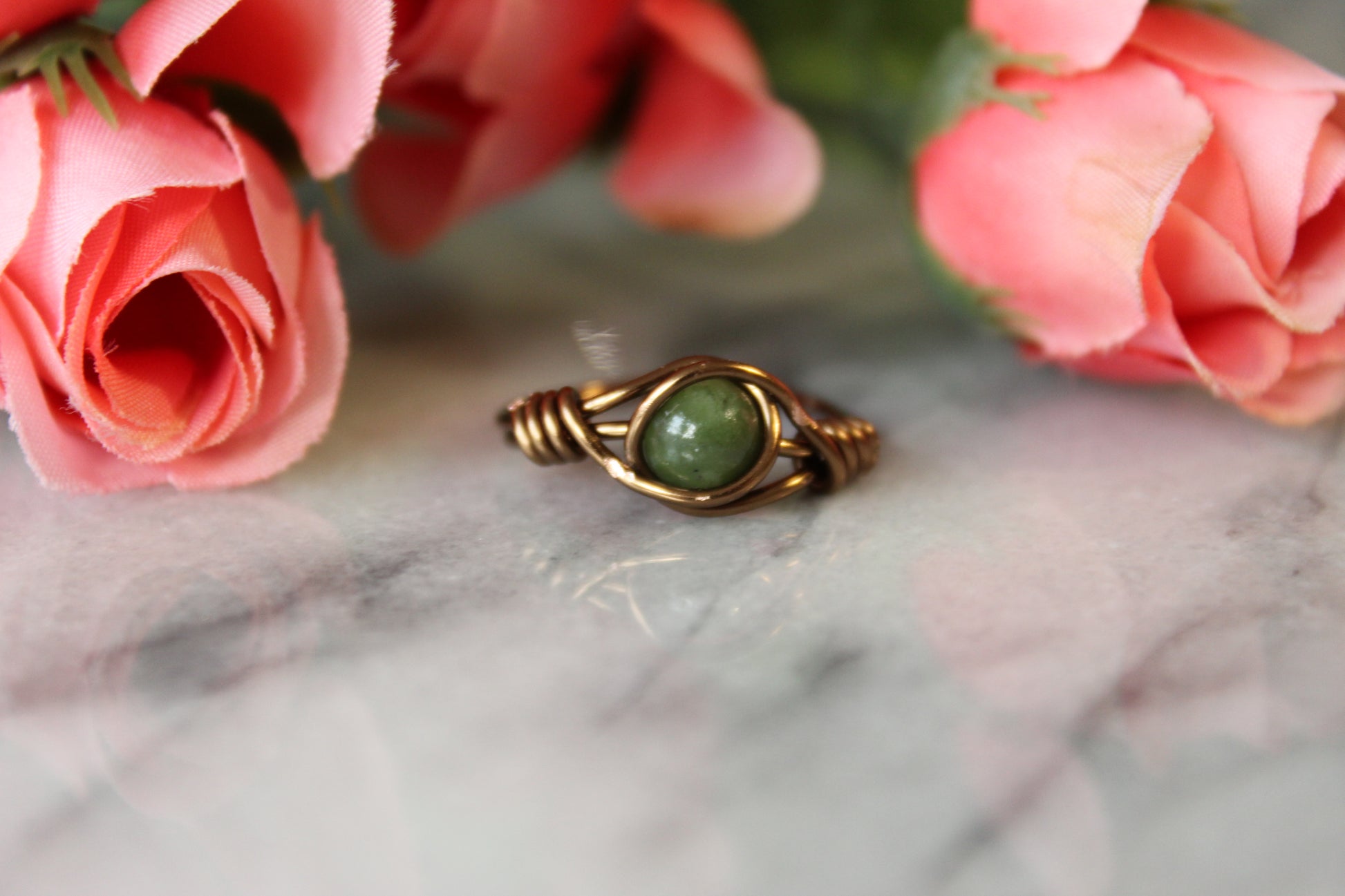 Green Jade Wire Wrapped Ring - Aspden & Co Limited Liability Company
