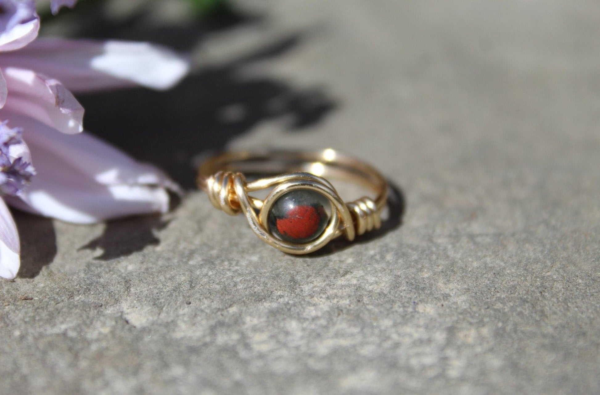 African Bloodstone Wire Wrapped Ring - Aspden & Co Limited Liability Company