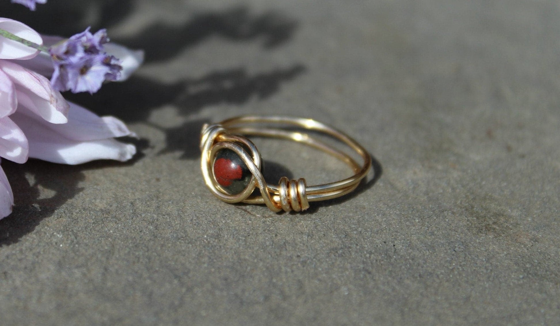 African Bloodstone Wire Wrapped Ring - Aspden & Co Limited Liability Company