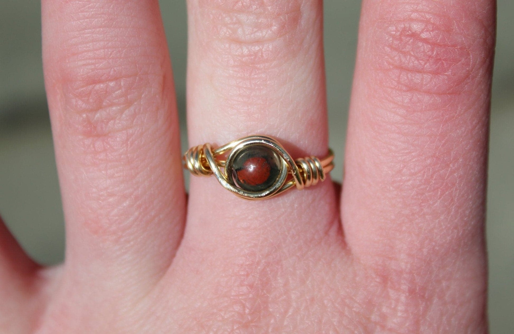 African Bloodstone Wire Wrapped Ring - Aspden & Co Limited Liability Company