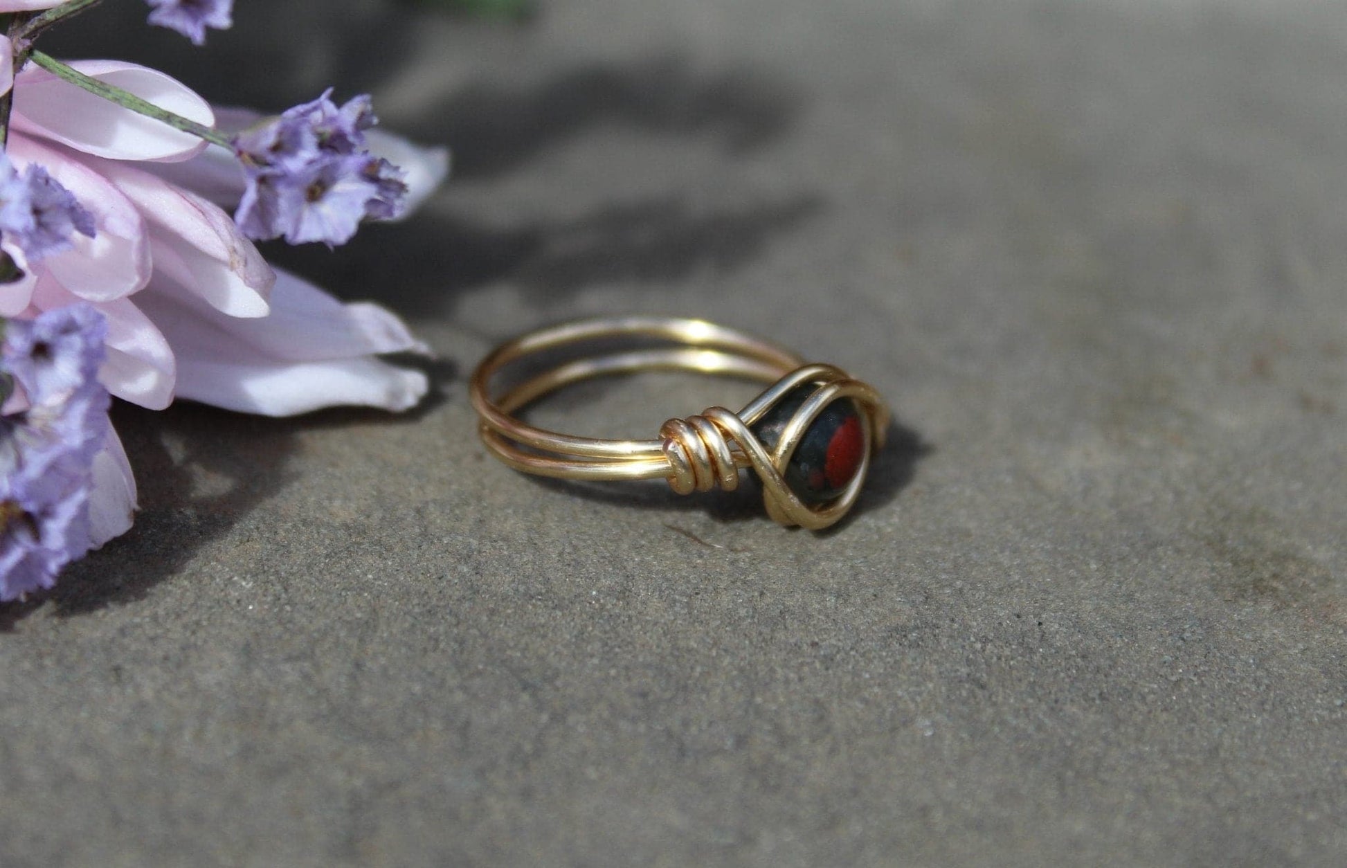 African Bloodstone Wire Wrapped Ring - Aspden & Co Limited Liability Company
