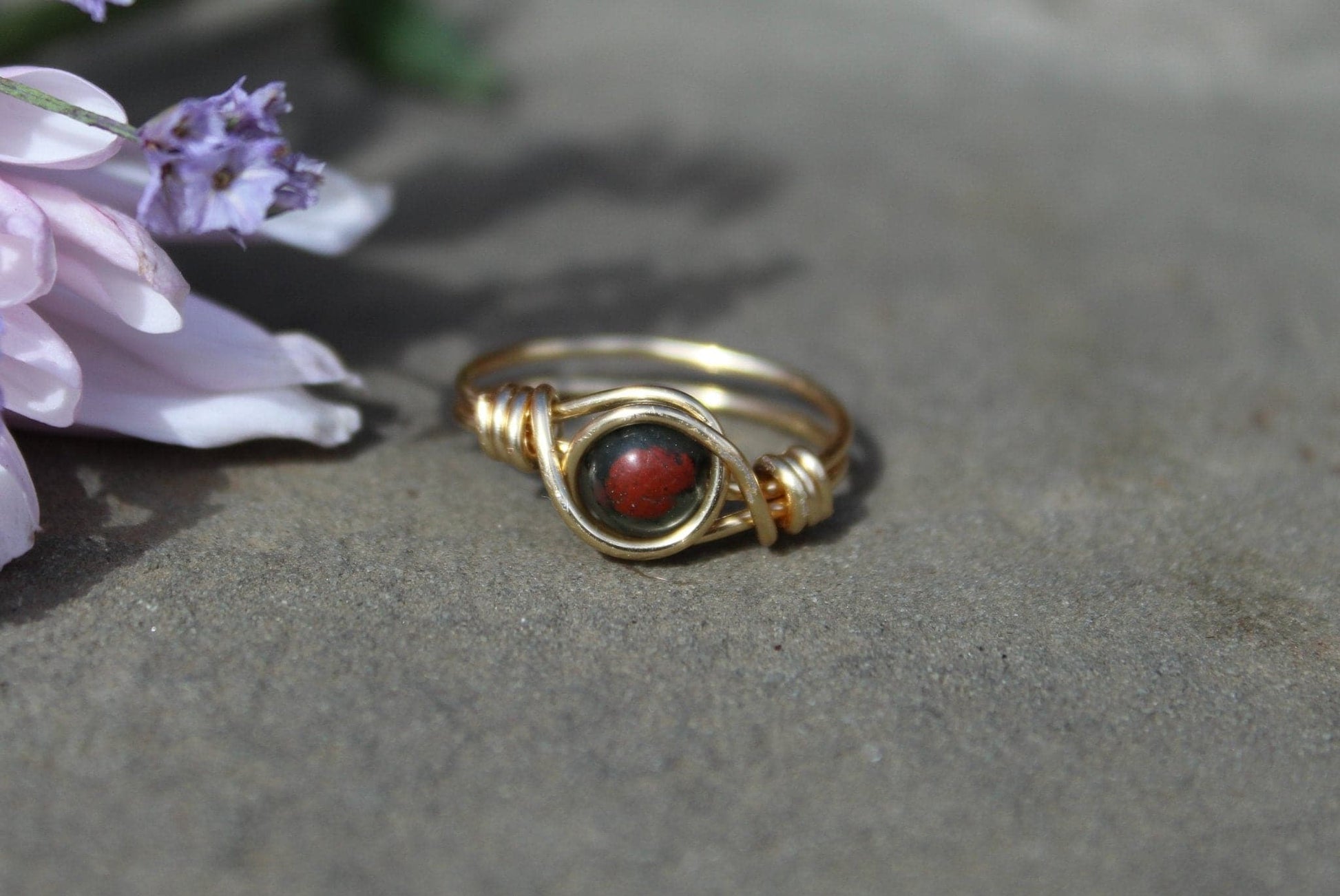 African Bloodstone Wire Wrapped Ring - Aspden & Co Limited Liability Company