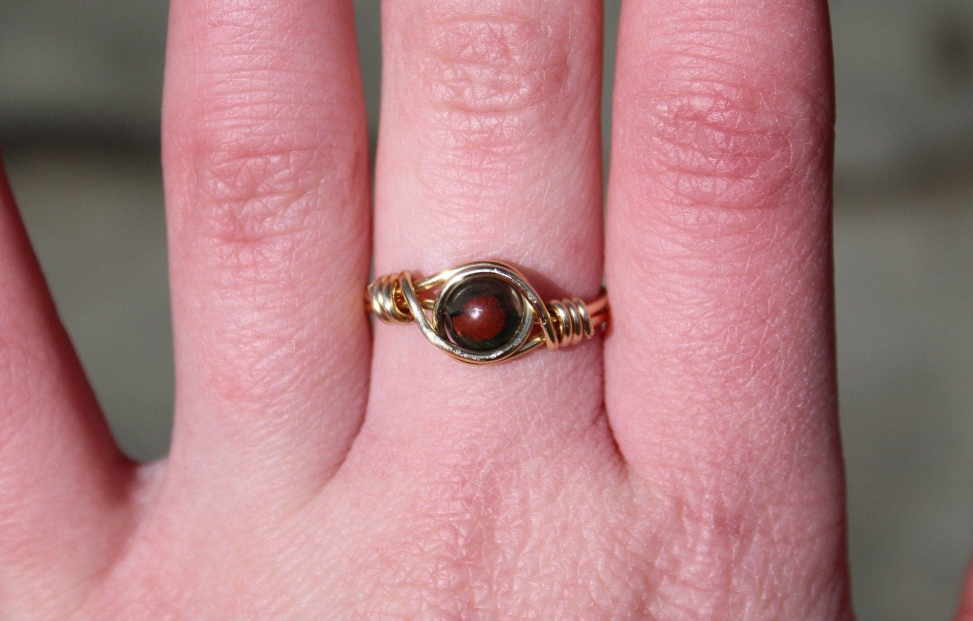 African Bloodstone Wire Wrapped Ring - Aspden & Co Limited Liability Company