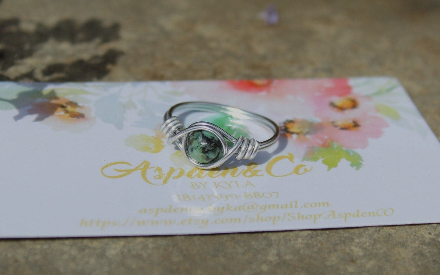 African Turquoise Wire Wrapped Ring - Aspden & Co Limited Liability Company