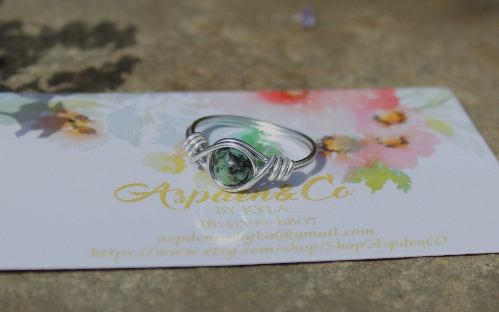 African Turquoise Wire Wrapped Ring - Aspden & Co Limited Liability Company