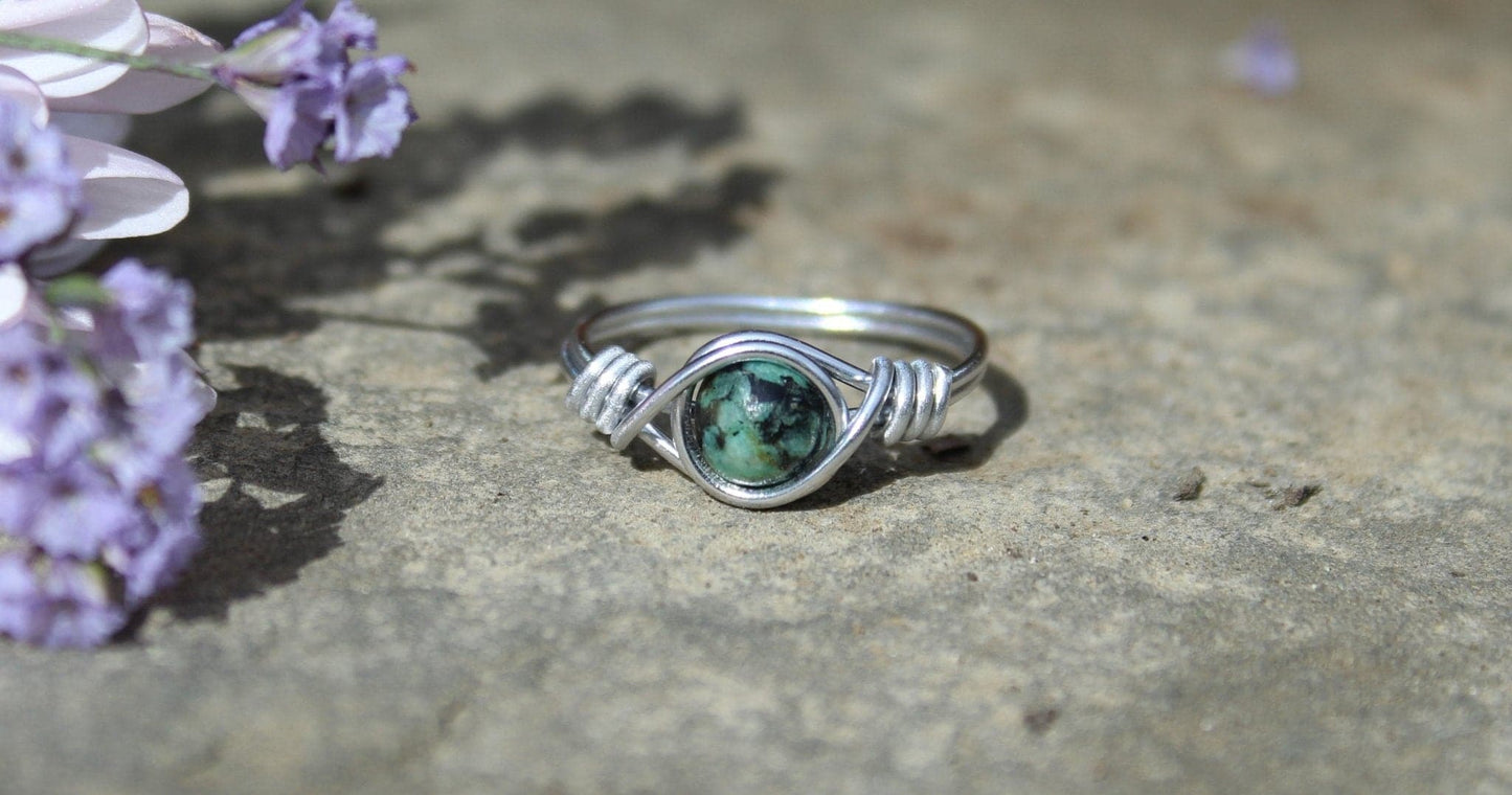 African Turquoise Wire Wrapped Ring - Aspden & Co Limited Liability Company