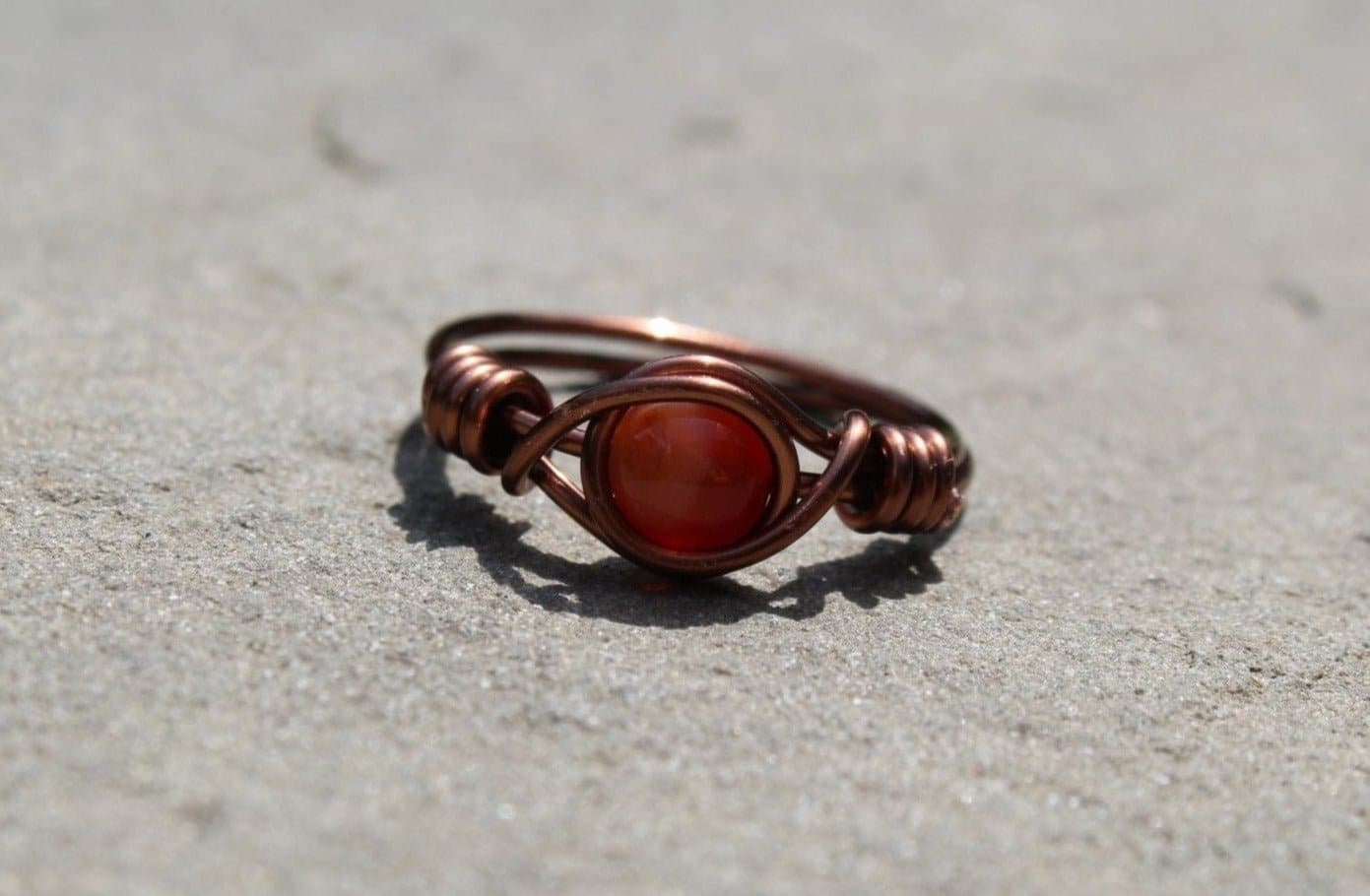 Carnelian Wire Wrapped Ring - Aspden & Co Limited Liability Company