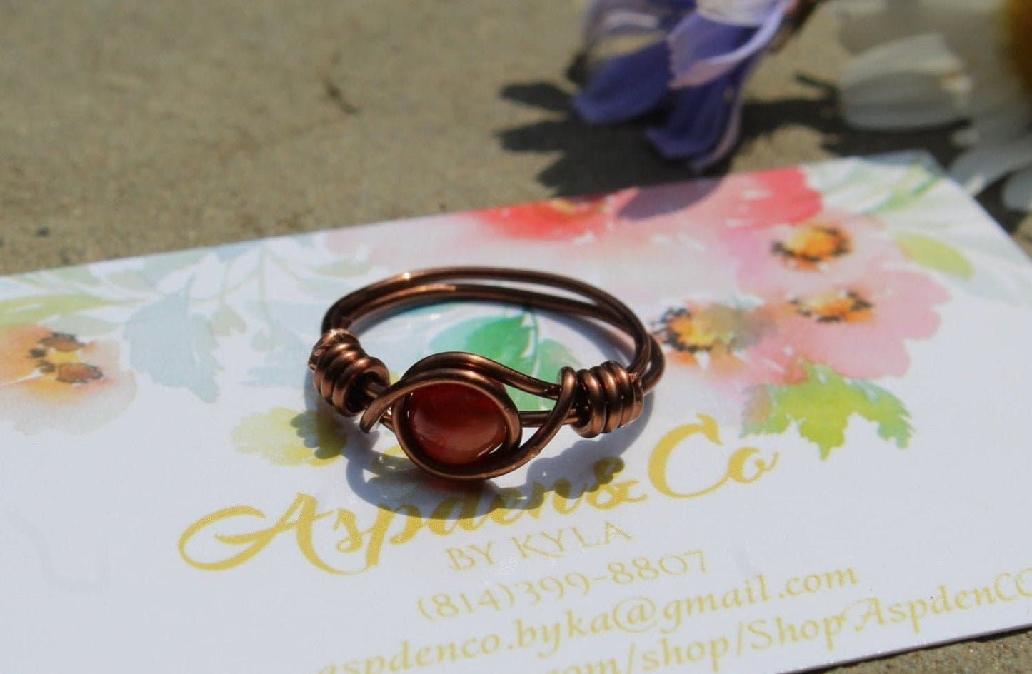 Carnelian Wire Wrapped Ring - Aspden & Co Limited Liability Company