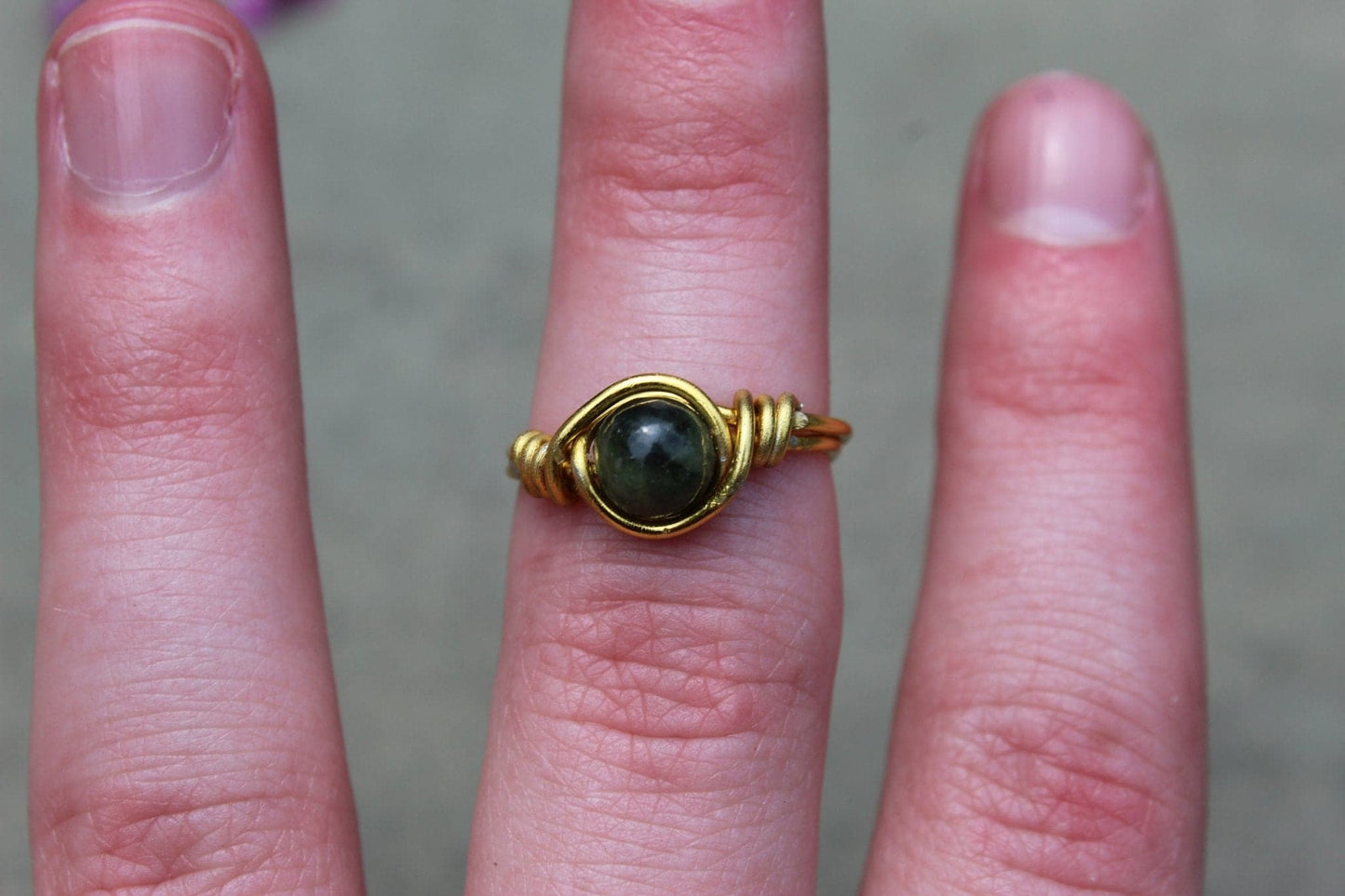 Green Jade Wire Wrapped Ring - Aspden & Co Limited Liability Company