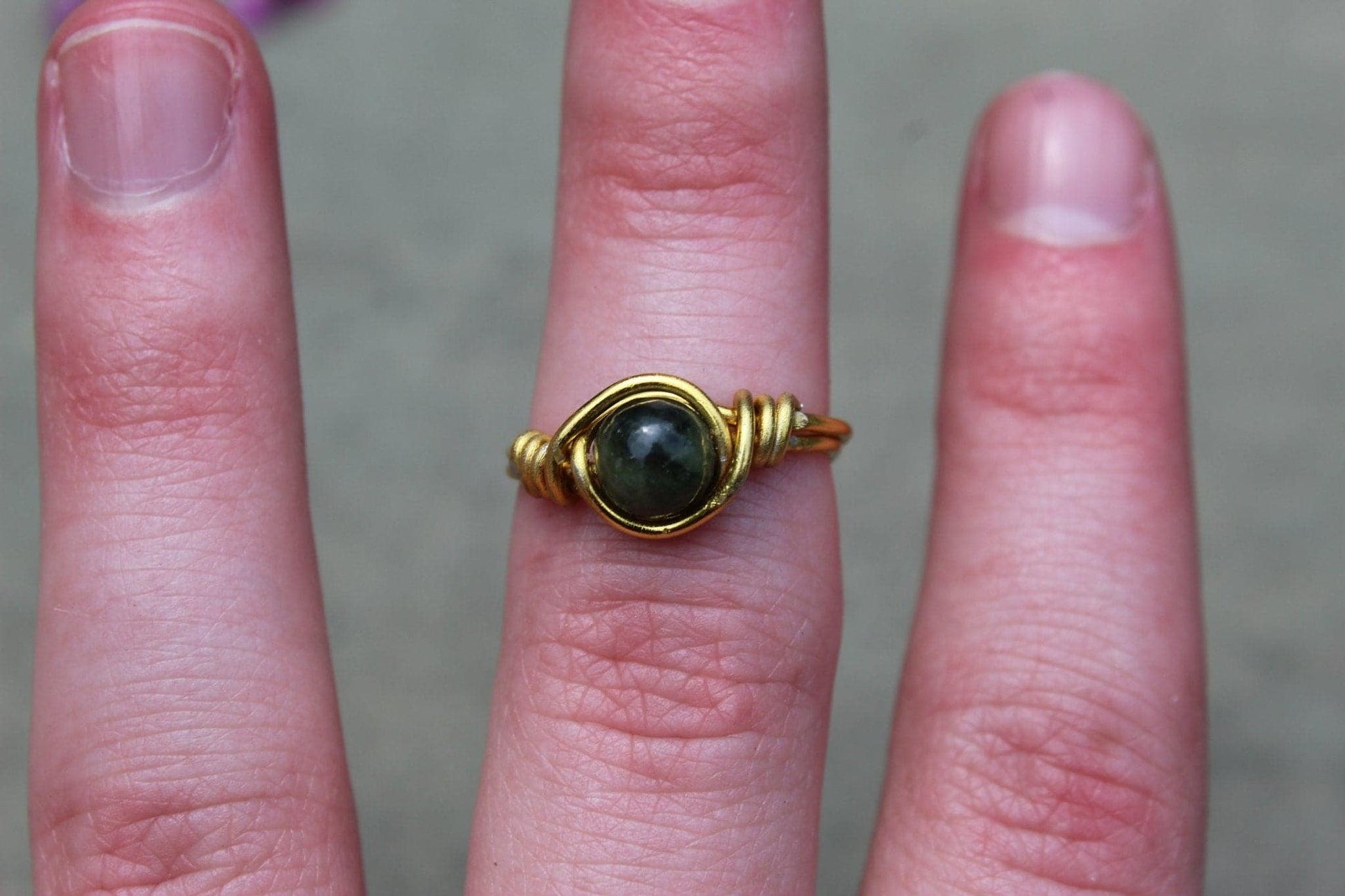 Green Jade Wire Wrapped Ring - Aspden & Co Limited Liability Company