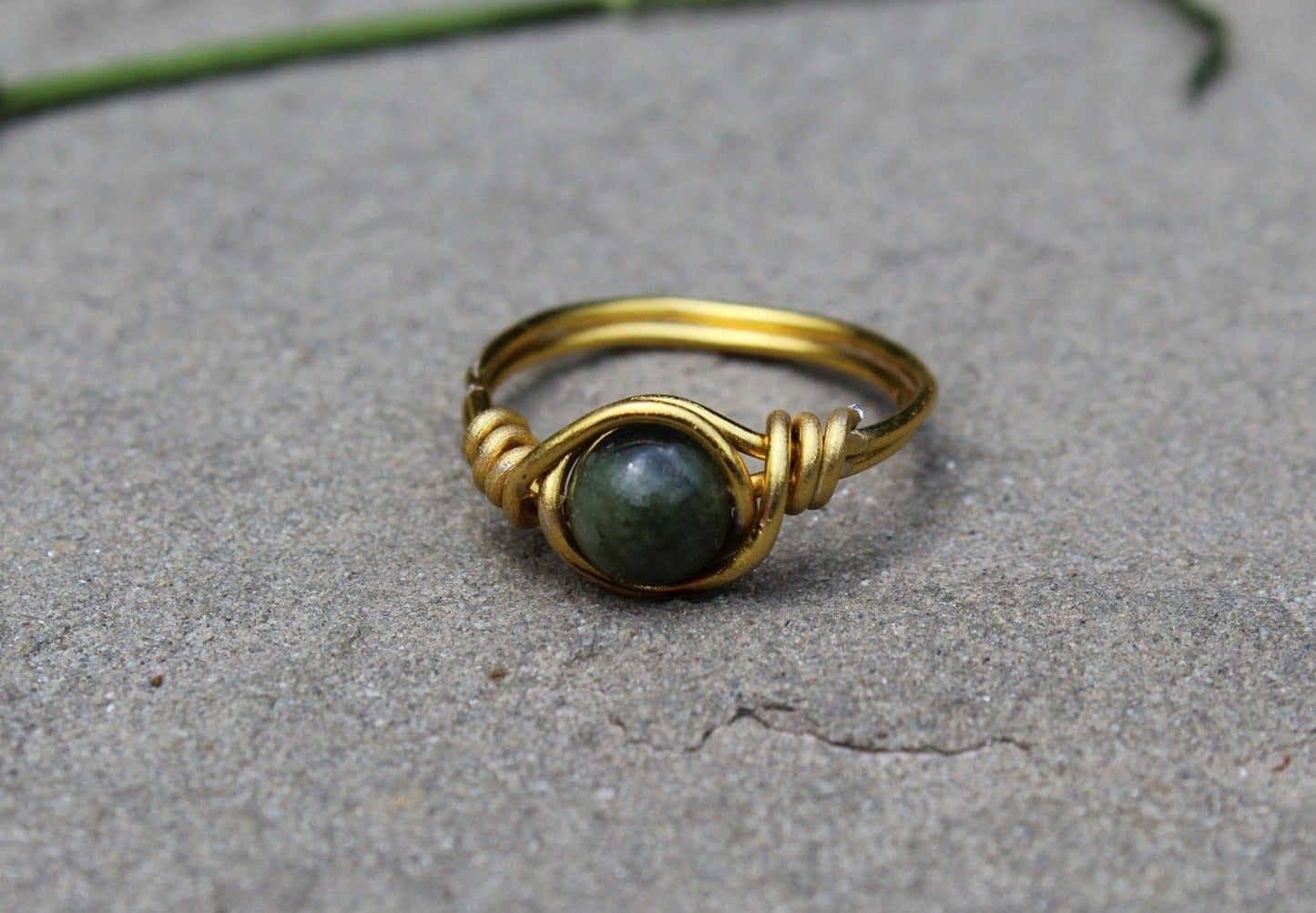 Green Jade Wire Wrapped Ring - Aspden & Co Limited Liability Company