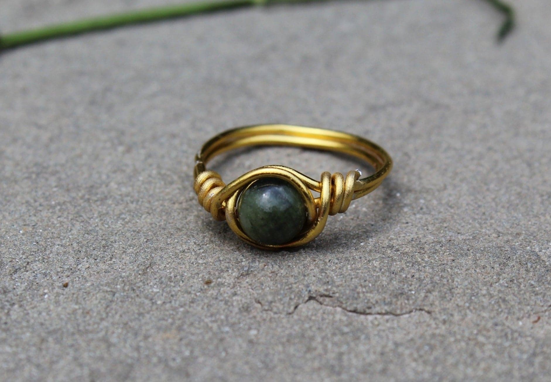 Green Jade Wire Wrapped Ring - Aspden & Co Limited Liability Company