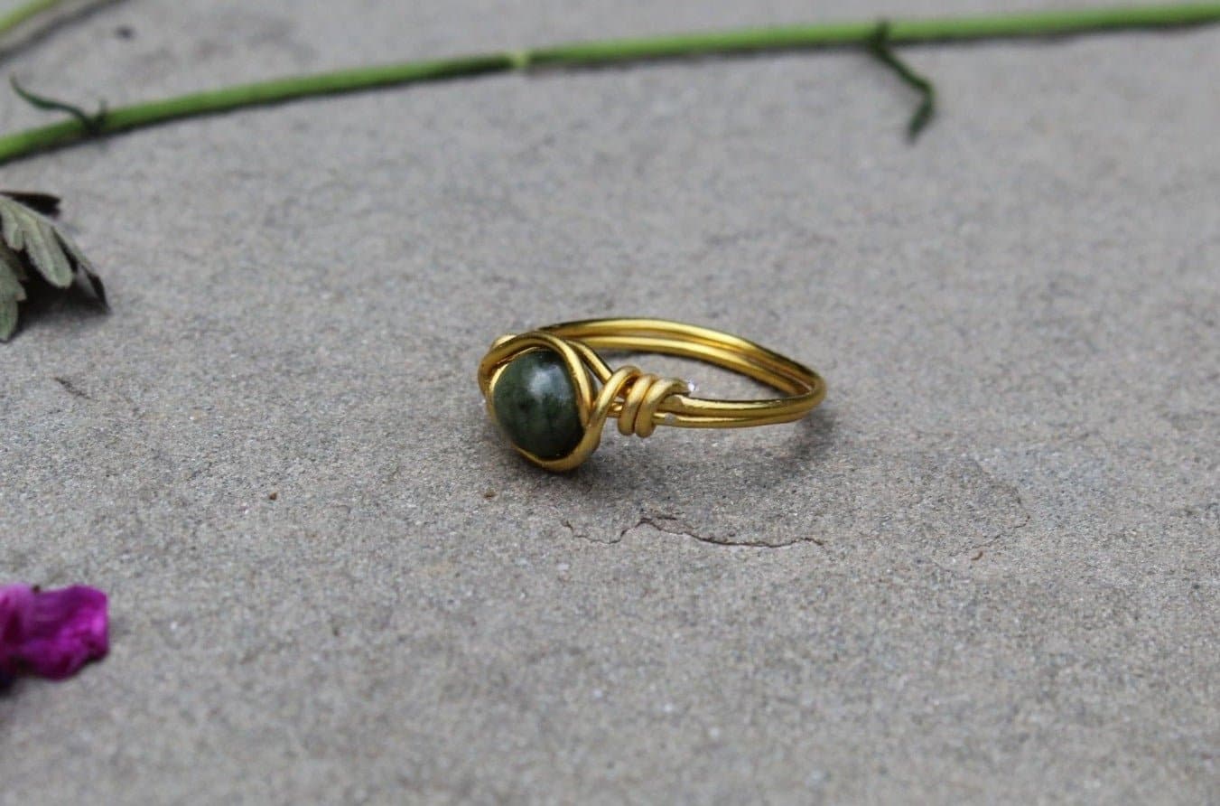 Green Jade Wire Wrapped Ring - Aspden & Co Limited Liability Company