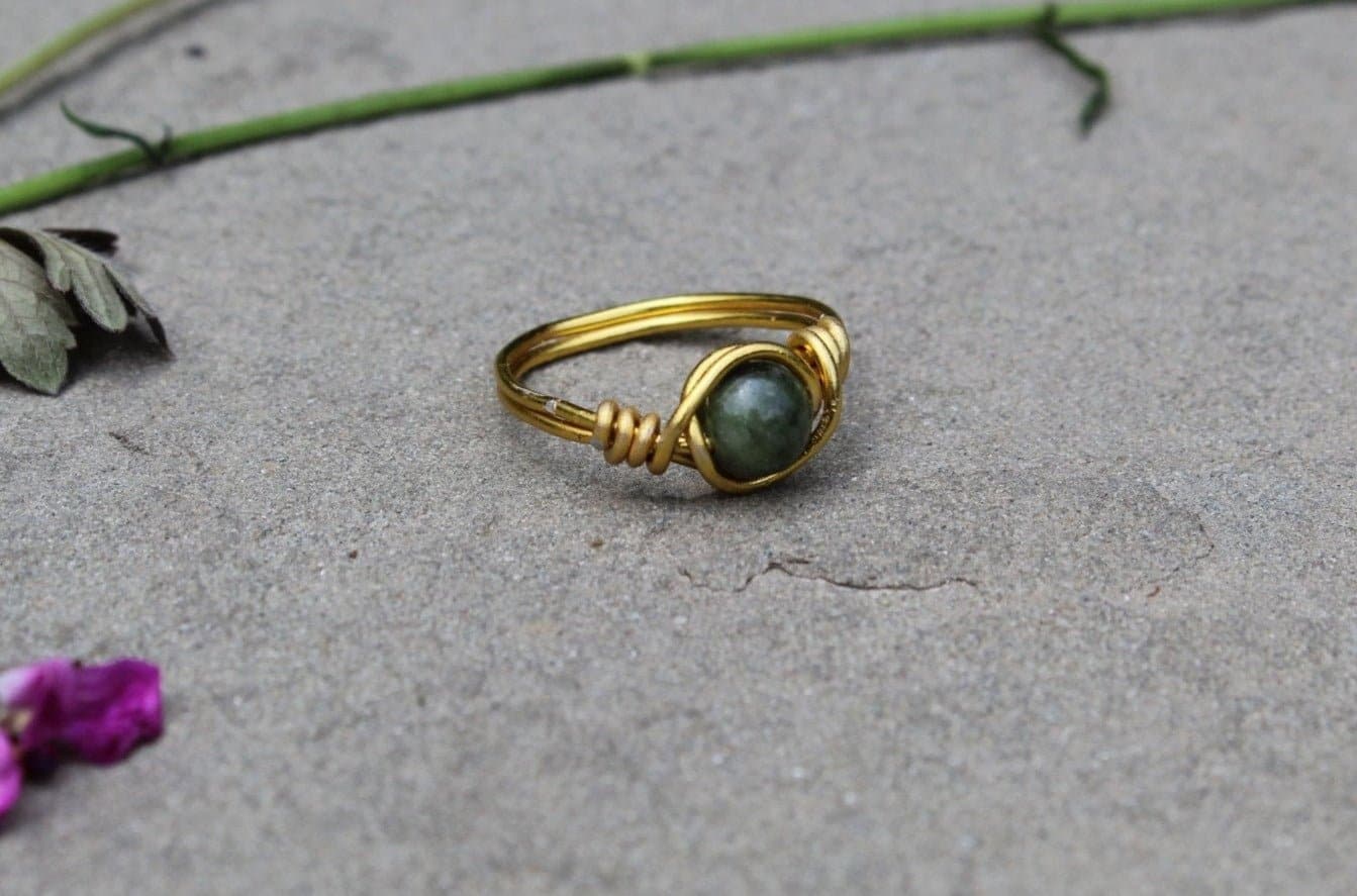 Green Jade Wire Wrapped Ring - Aspden & Co Limited Liability Company