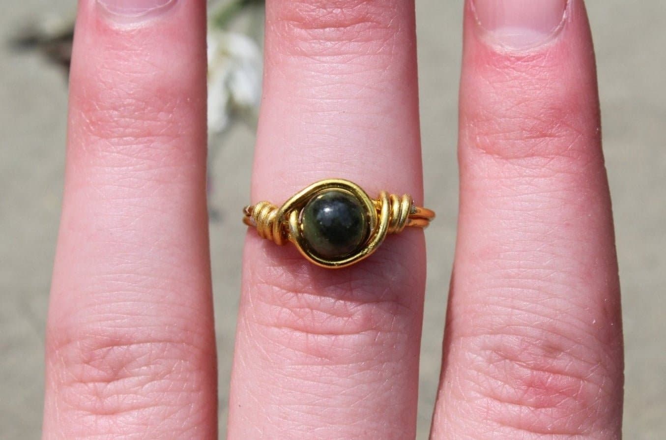 Green Jade Wire Wrapped Ring - Aspden & Co Limited Liability Company