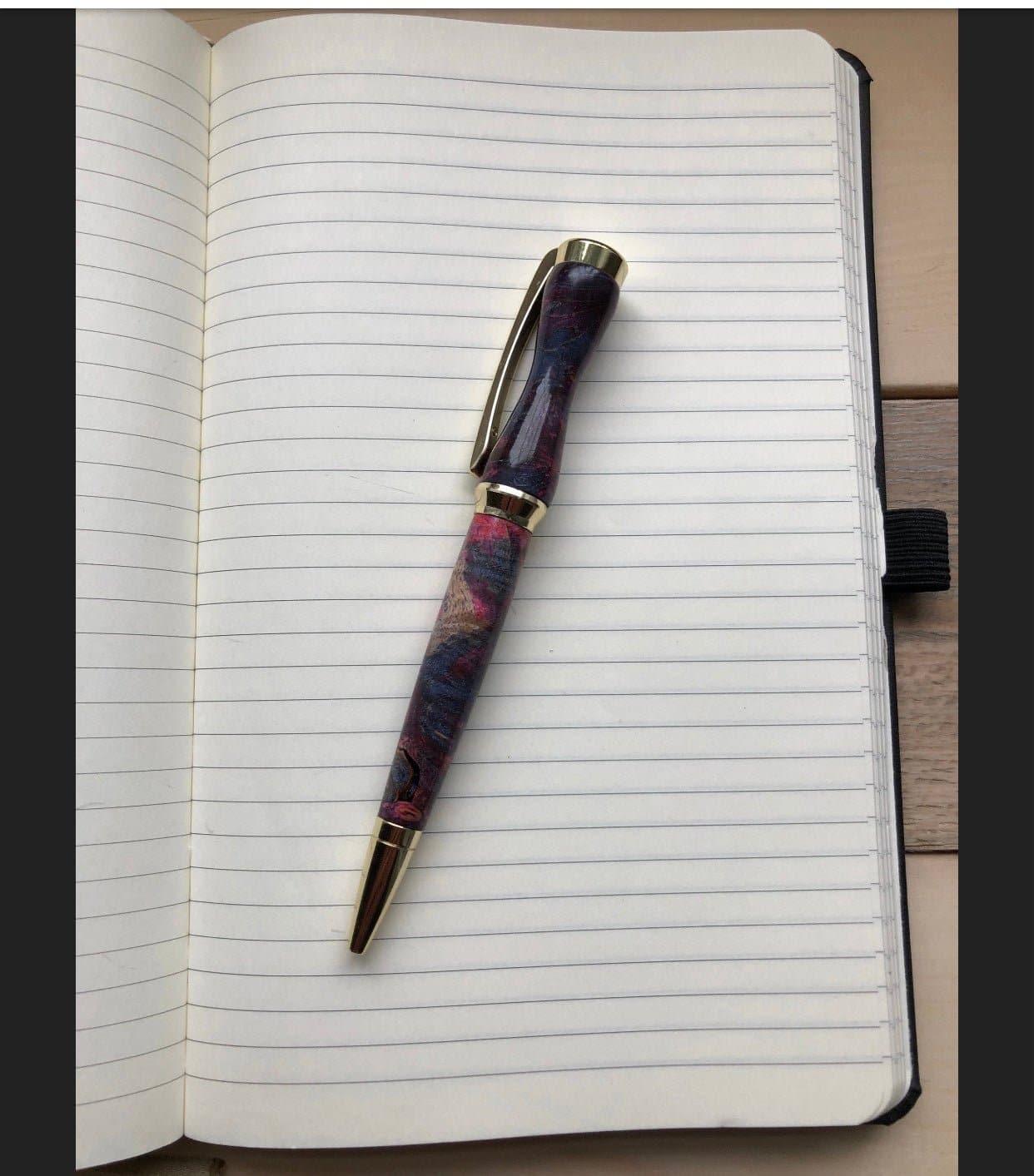 Handmade Pink & Blue Swirl Wooden Ballpoint Pen - Aspden & Co Limited Liability Company