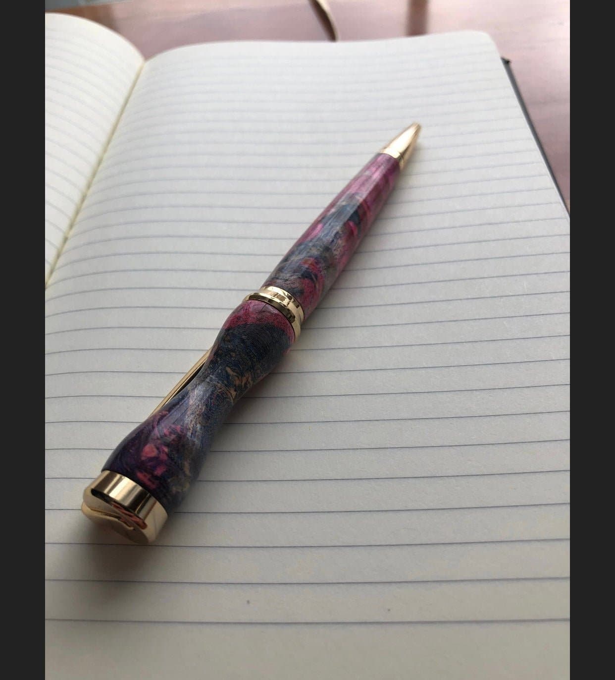 Handmade Pink & Blue Swirl Wooden Ballpoint Pen - Aspden & Co Limited Liability Company