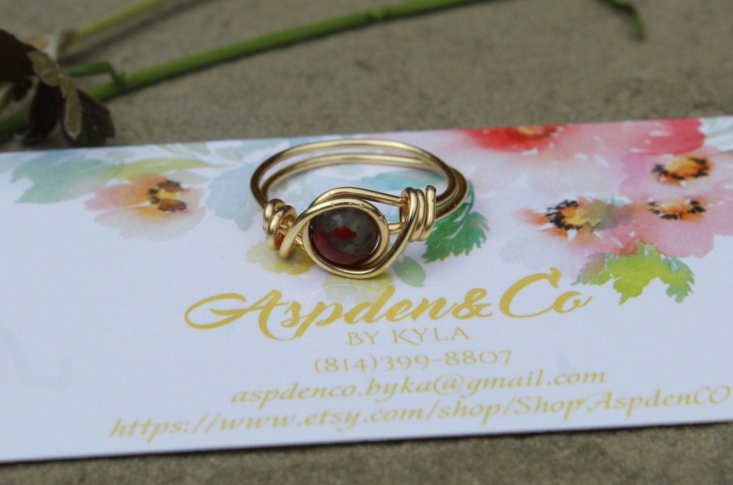 Indian Agate Wire Wrapped ring - Aspden & Co Limited Liability Company