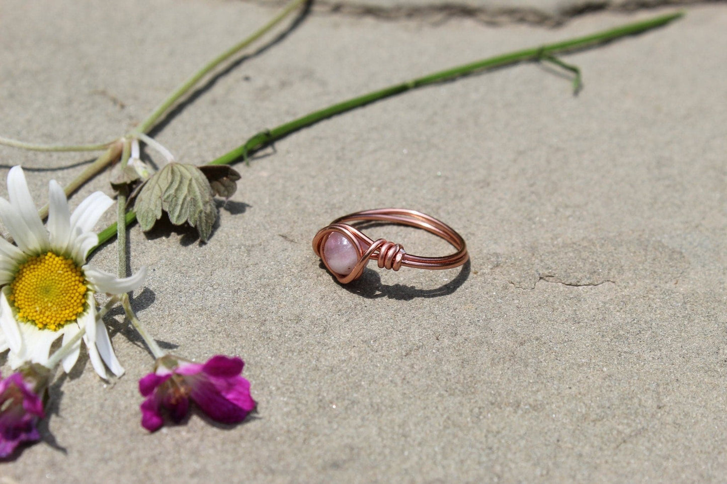 Lilac Lepidolite Wire Wrapped Ring - Aspden & Co Limited Liability Company